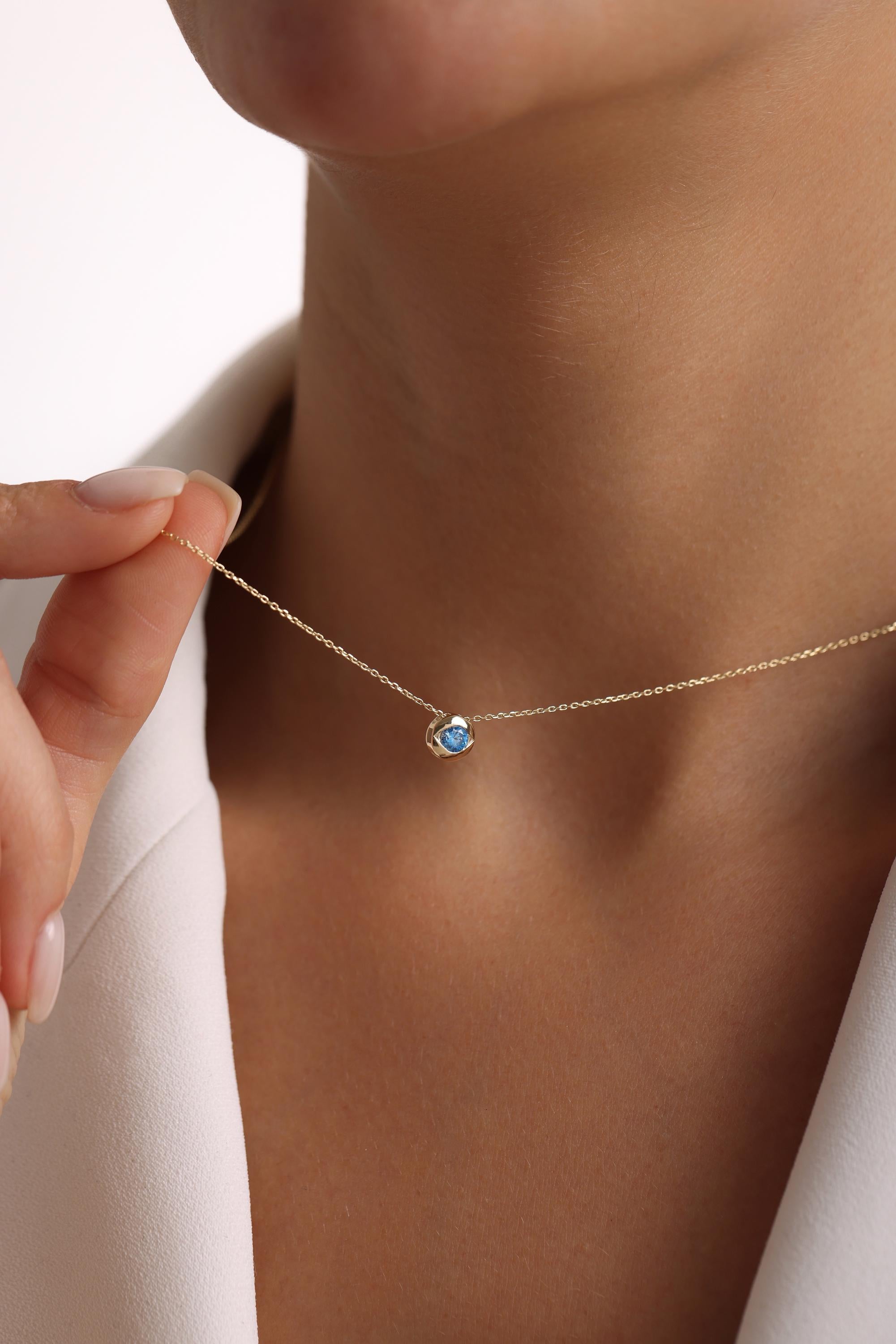 14K Gold Aquamarine Necklace