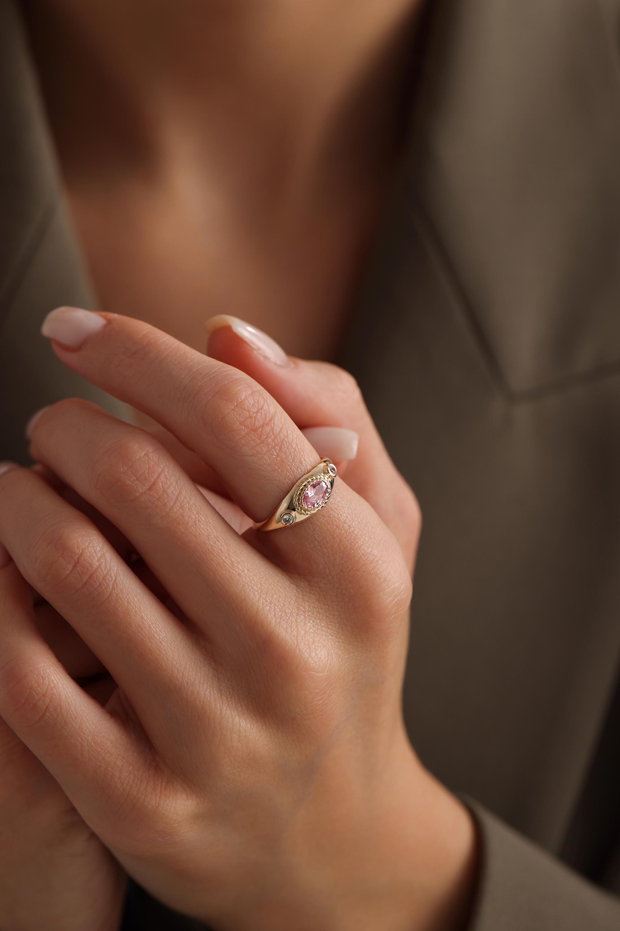 14K Gold Pink Tourmaline Ring