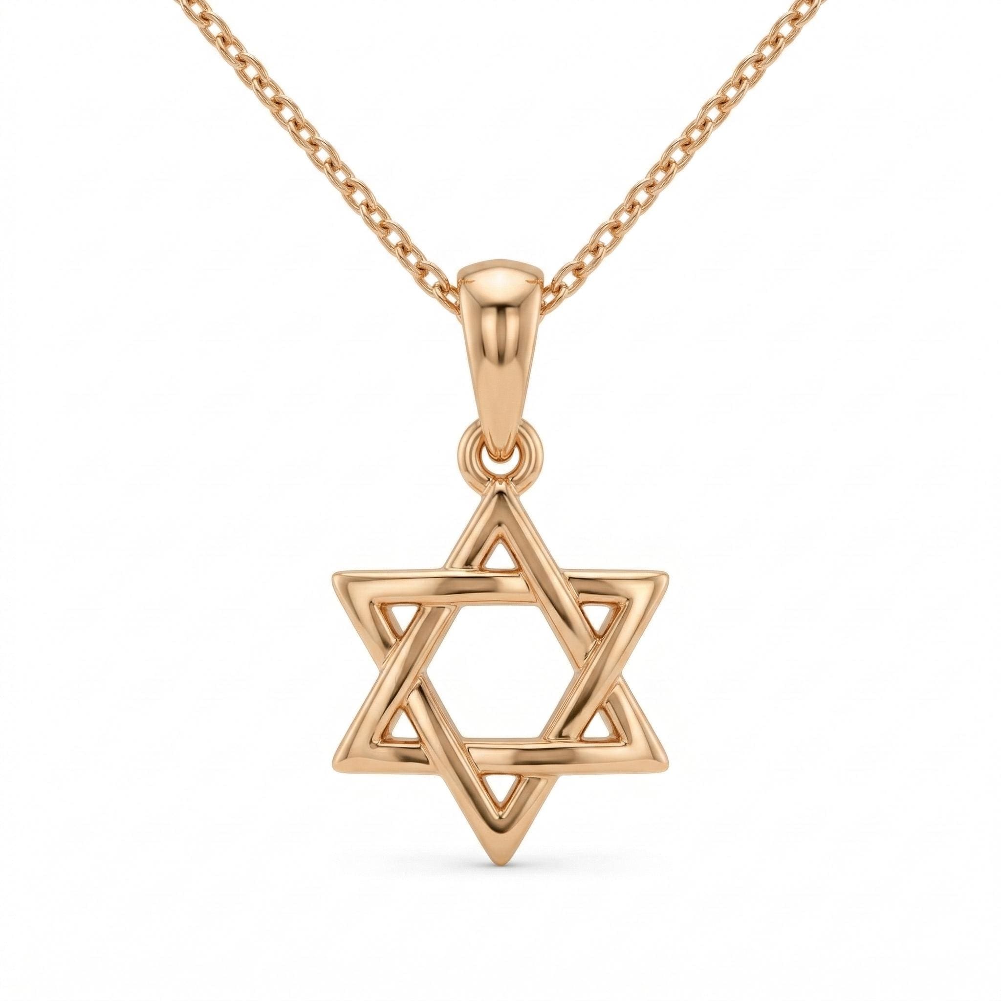 14K Gold Star of David Necklace Minimal Jewish Star Pendant