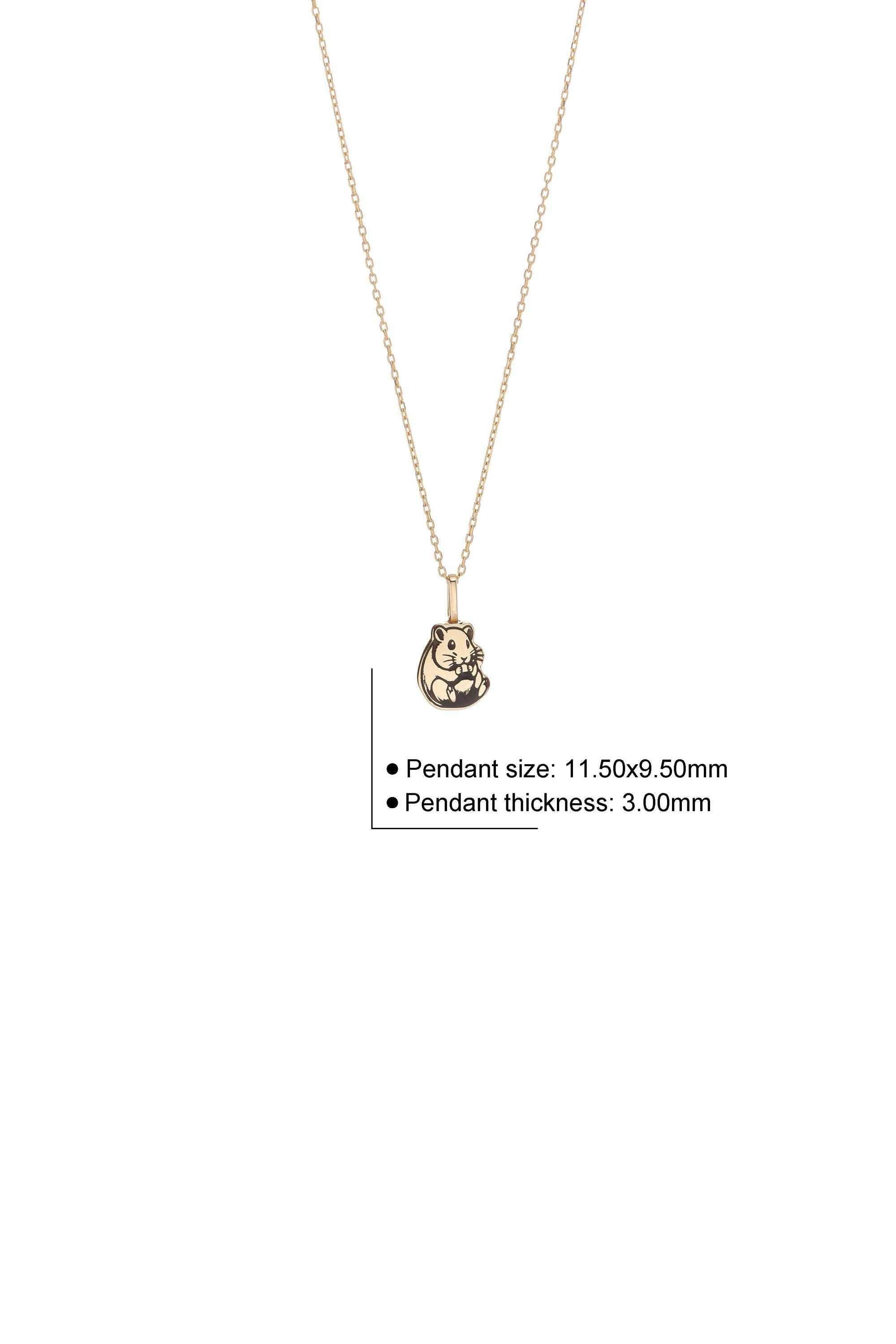 14K Urn Solid Gold Hamster Necklace