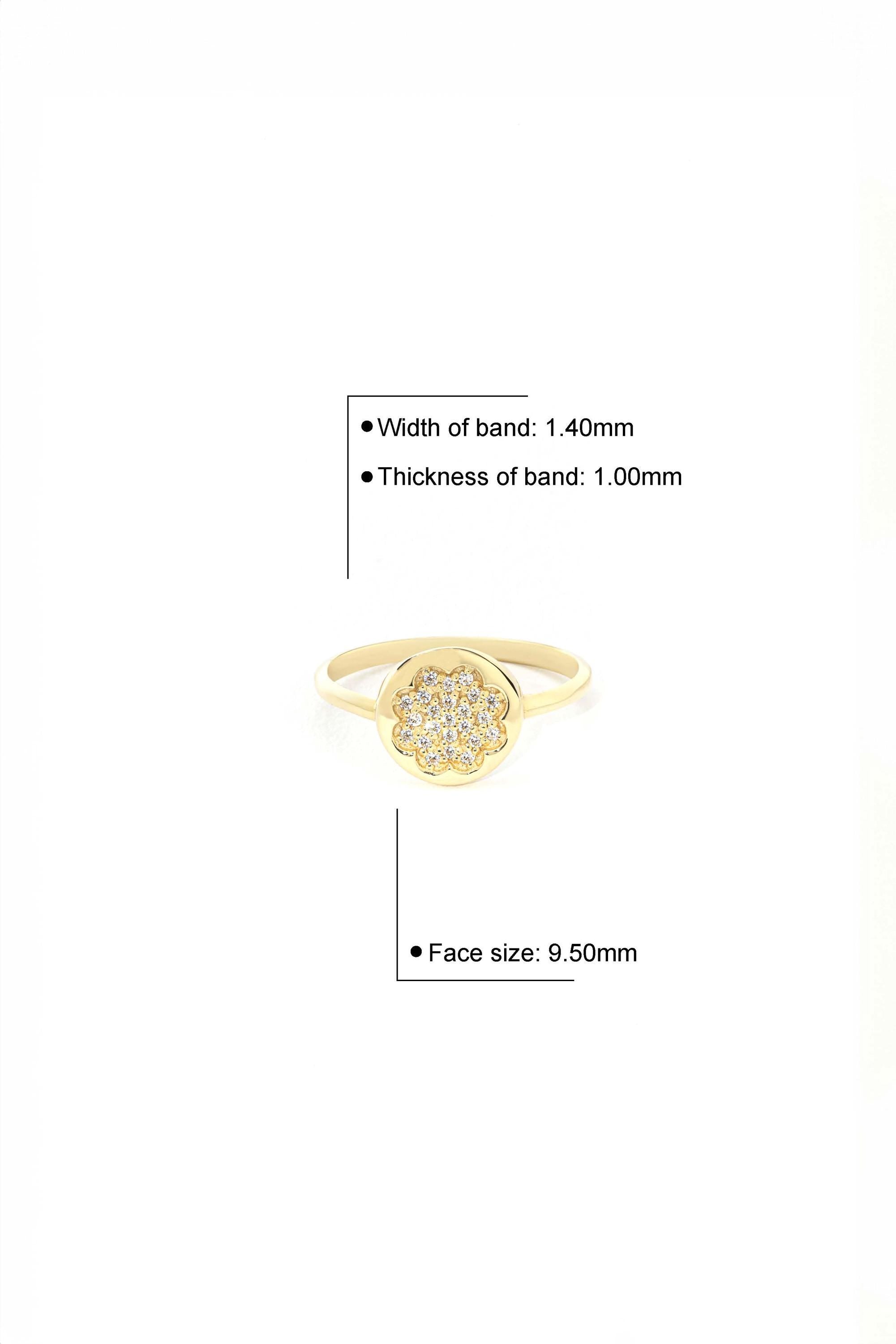 14K Gold Round Statement Ring