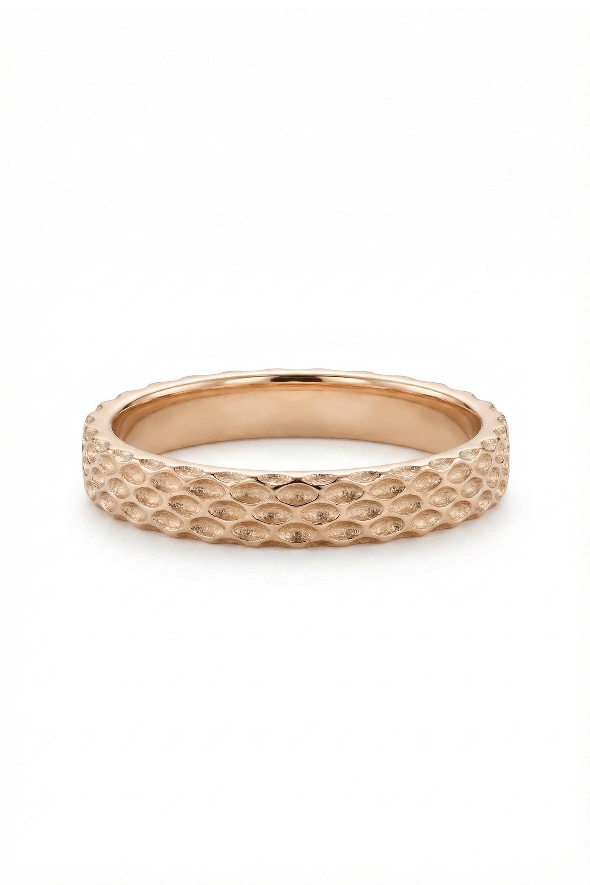 14K Gold Hobnail Pyramid Textured Stacking Band