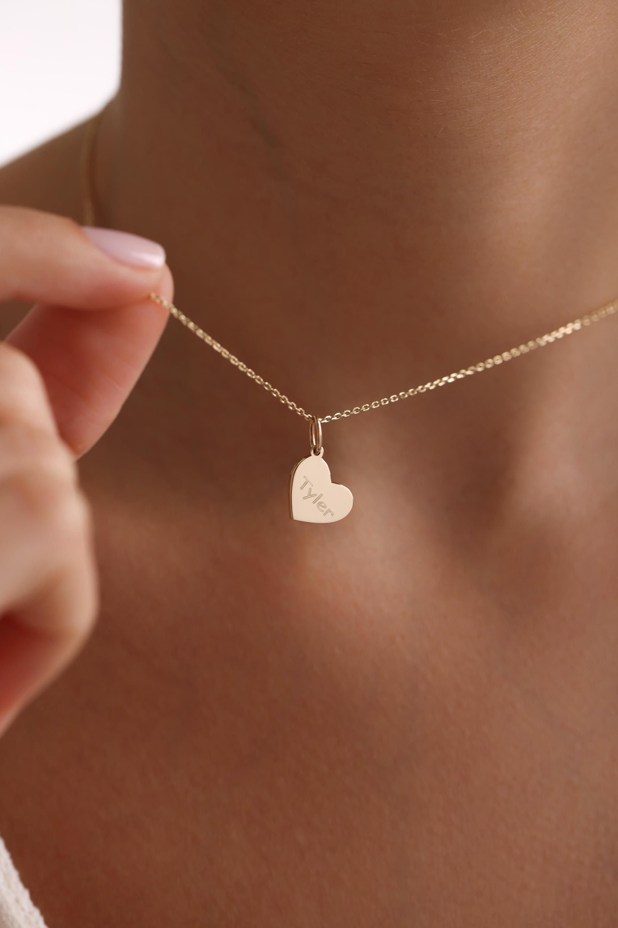 14K Solid Gold Heart Necklace
