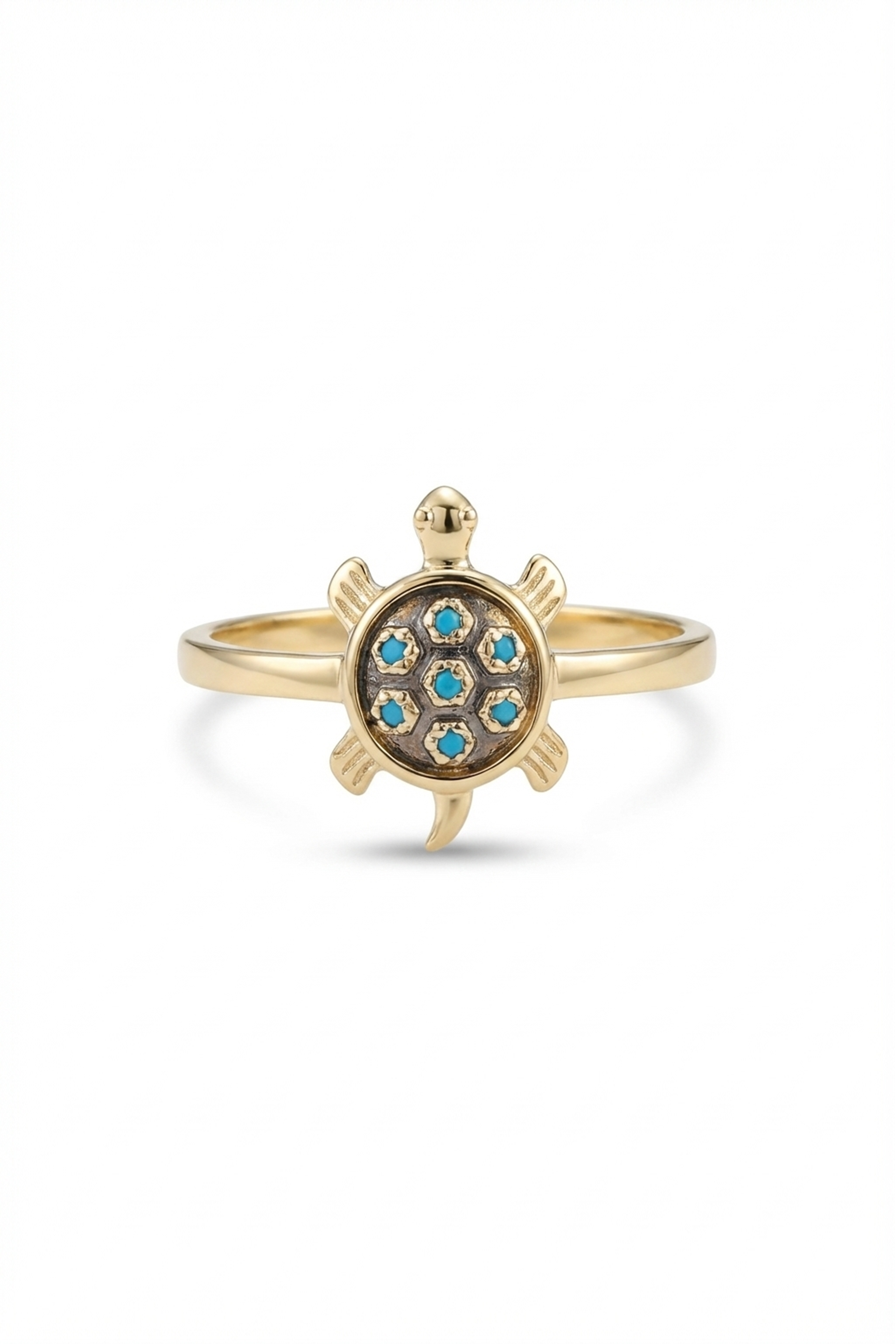 14k Gold Tortoise Blue Sapphire Ring