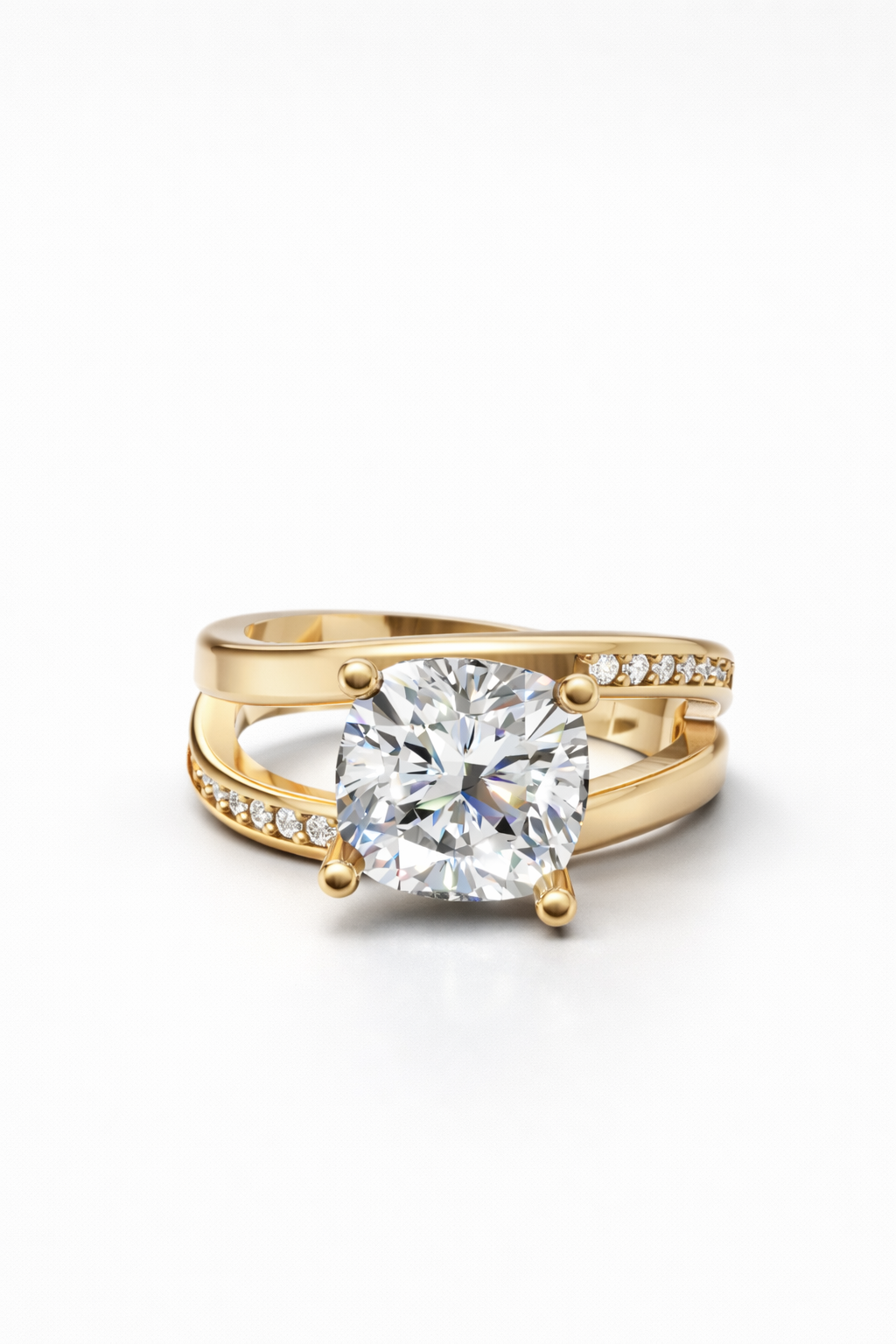 14K Cushion Cut Lab Diamond Ring