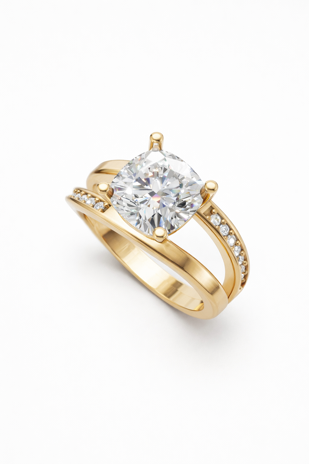 14K Cushion Cut Lab Diamond Ring