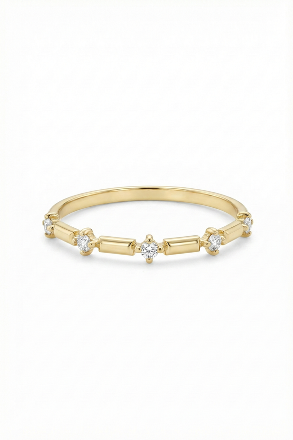 14k Gold Minimal Five Stone Ring