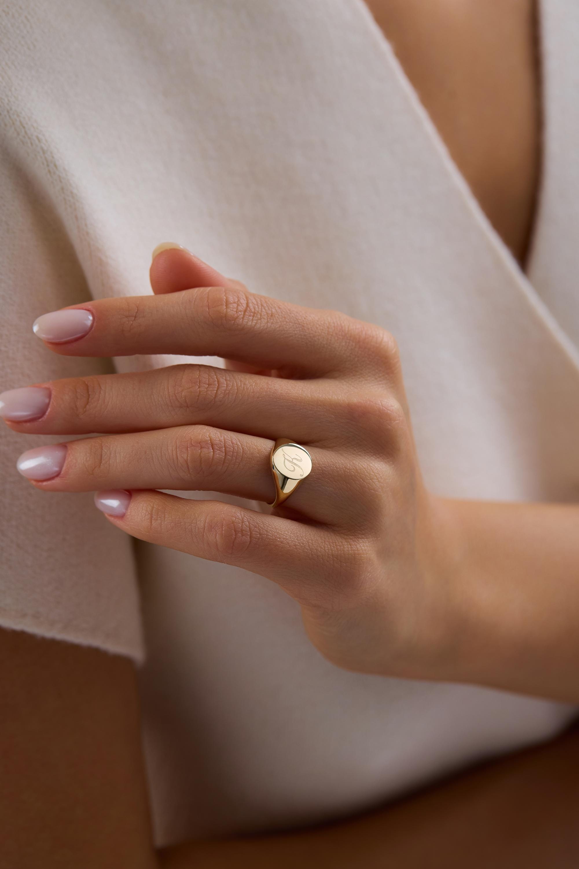 14K Personalized Gold Signet Ring