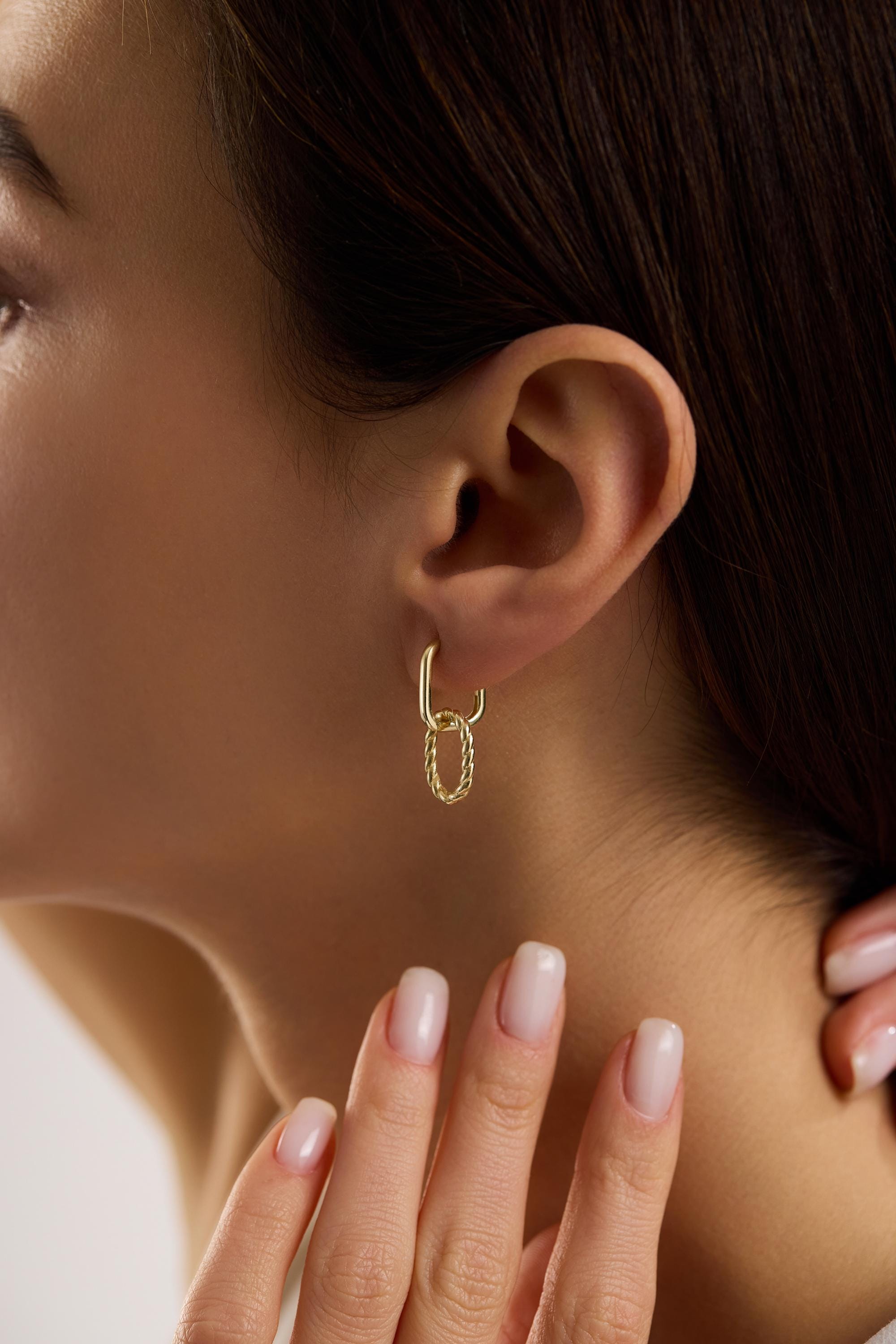 14K Gold Twisted Hoop Earrings