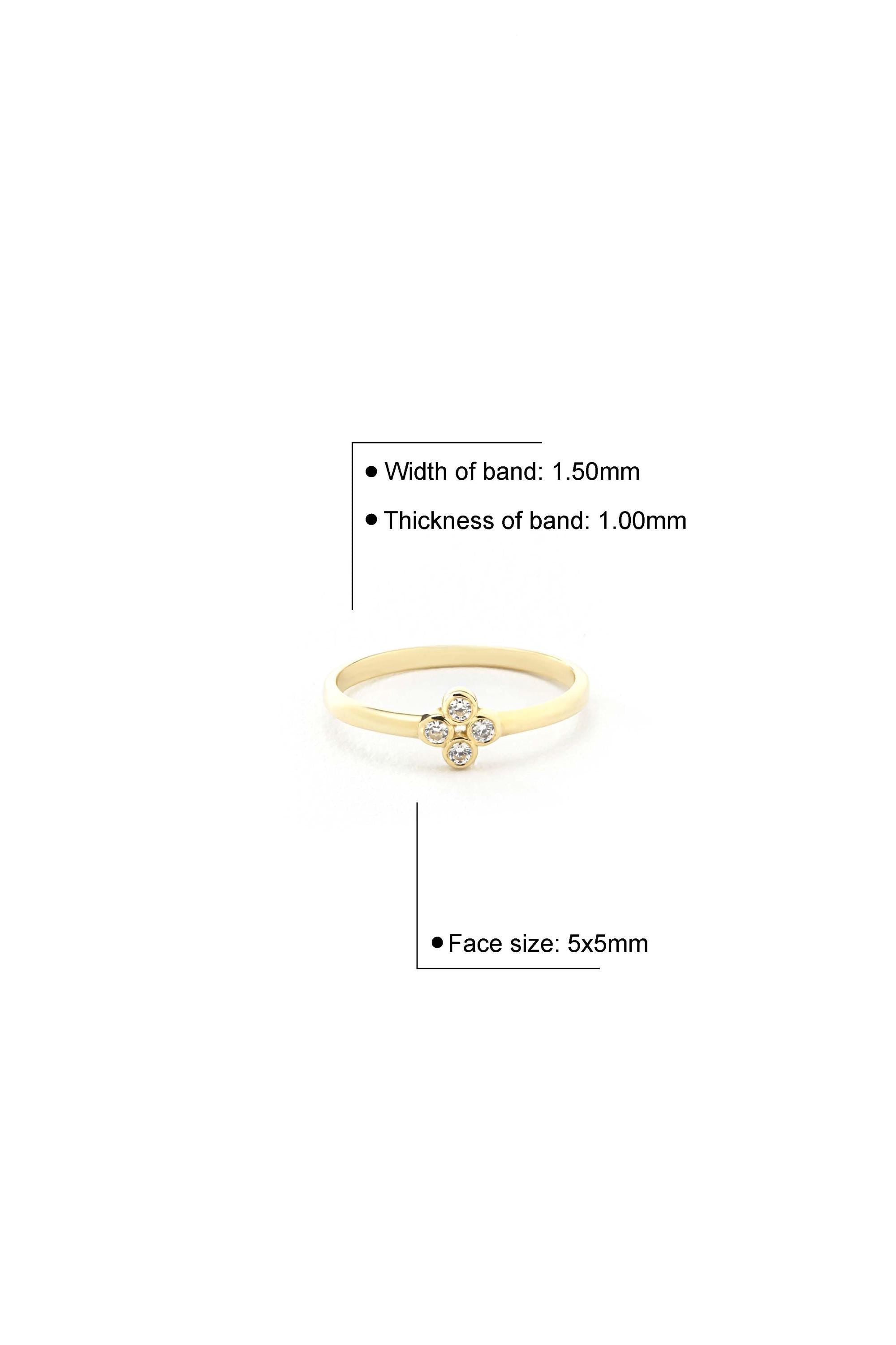 14K Solid Gold Four Diamond Ring