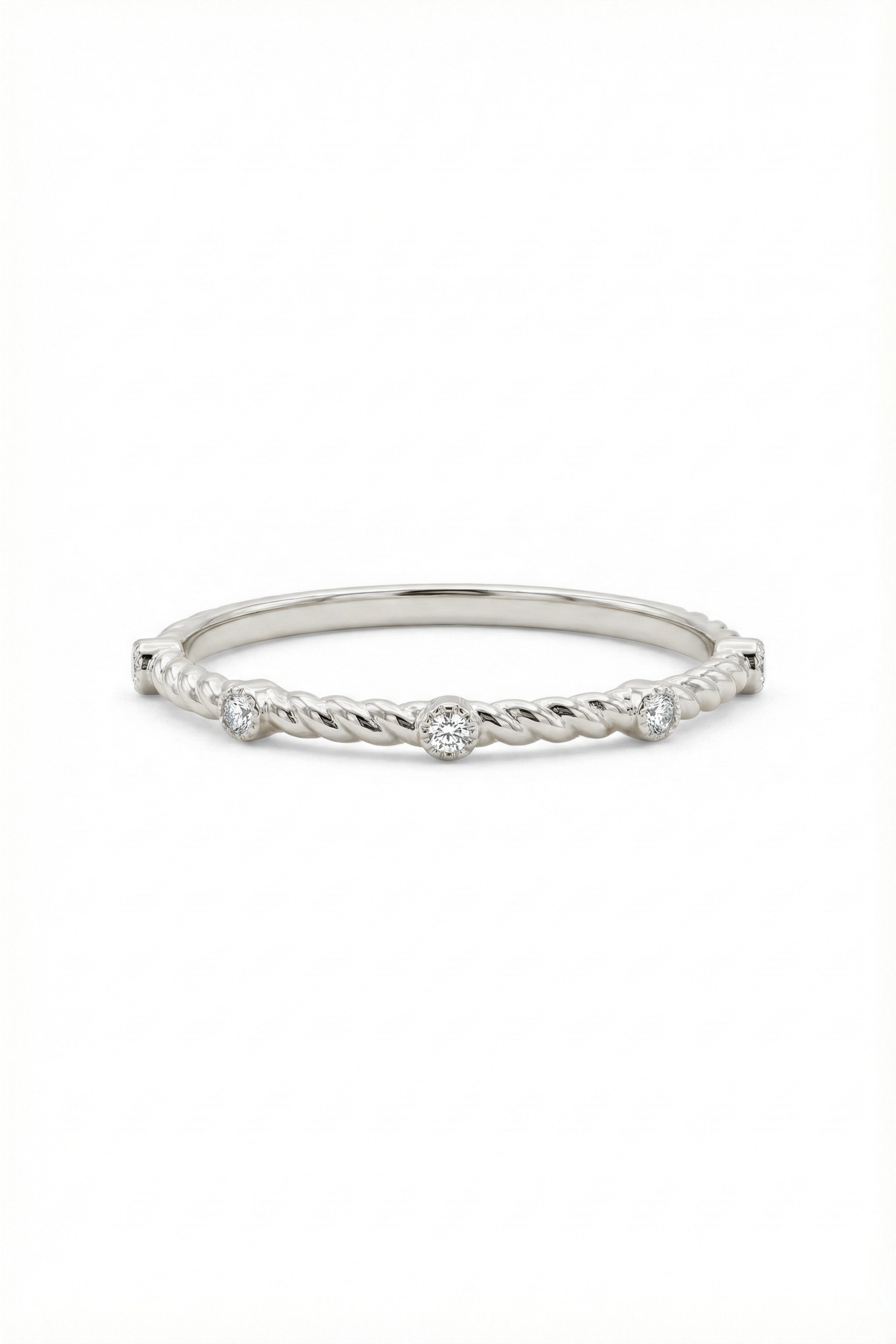 14k Gold Textured Diamond Band with Five Stones