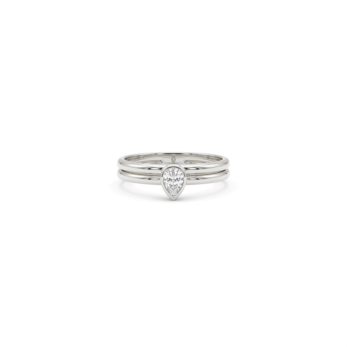 14K Gold Pear Lab Diamond Double Band Ring
