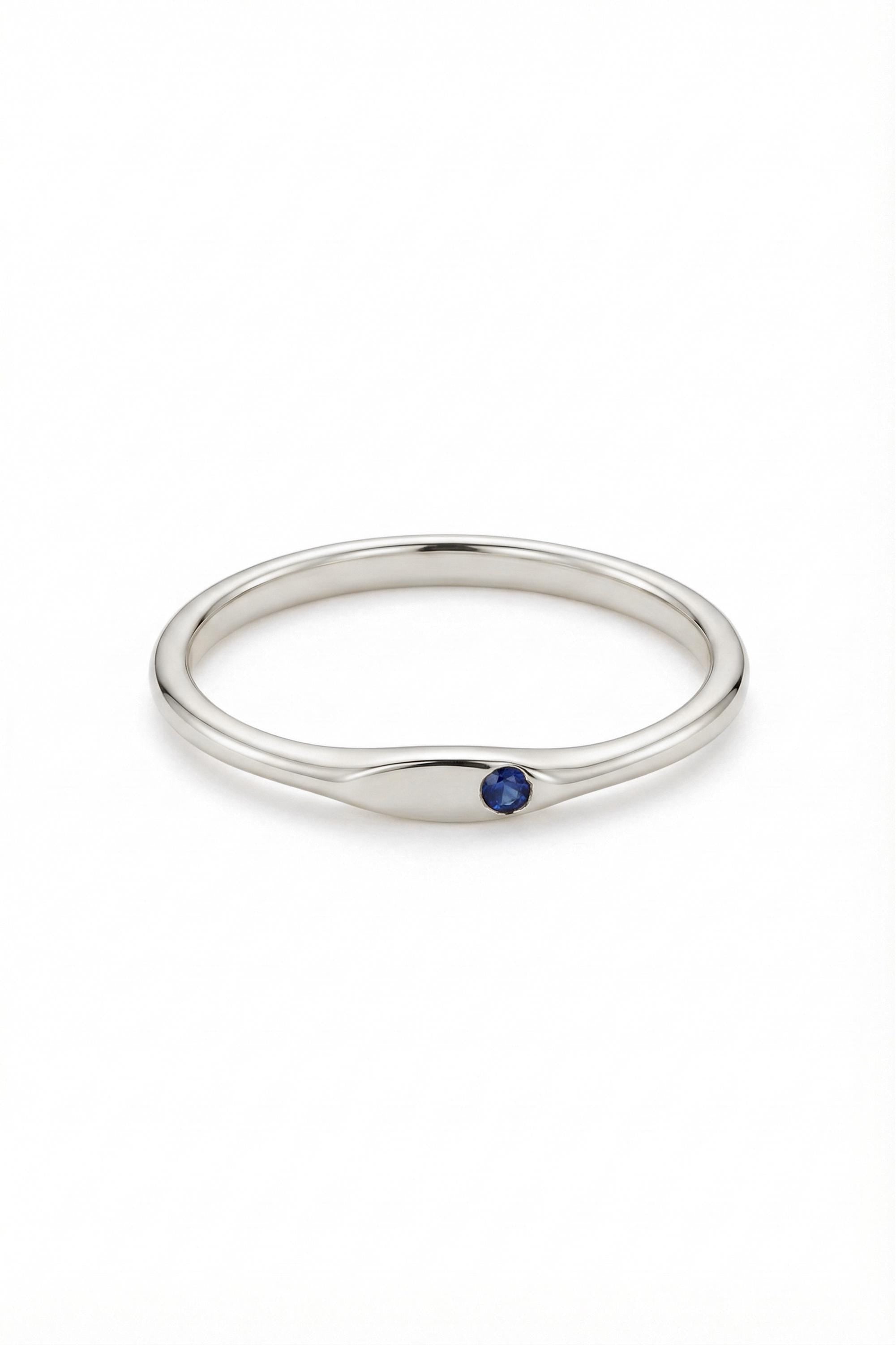 14K Gold Dainty Sapphire Marquise Bar Ring