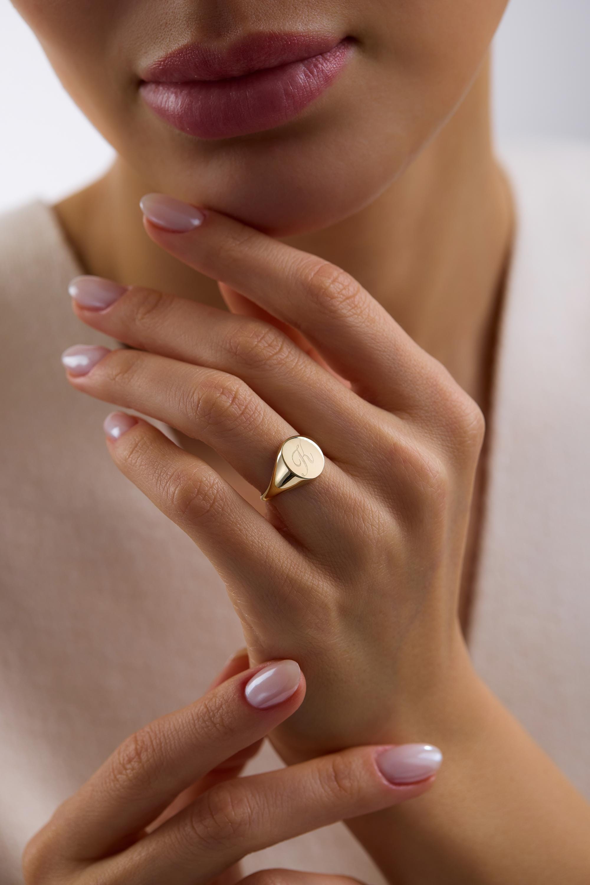 14K Personalized Gold Signet Ring