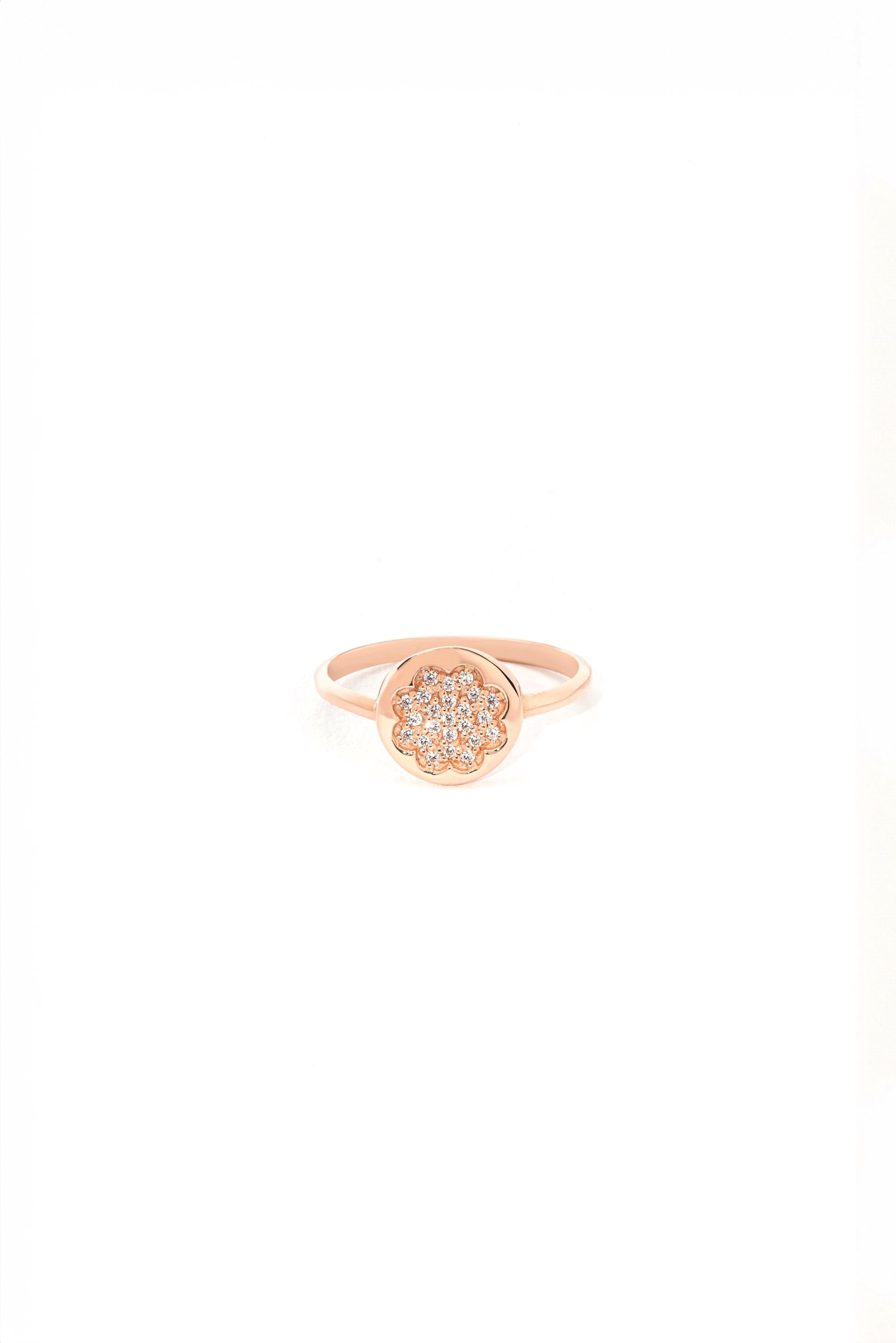 14K Gold Round Statement Ring