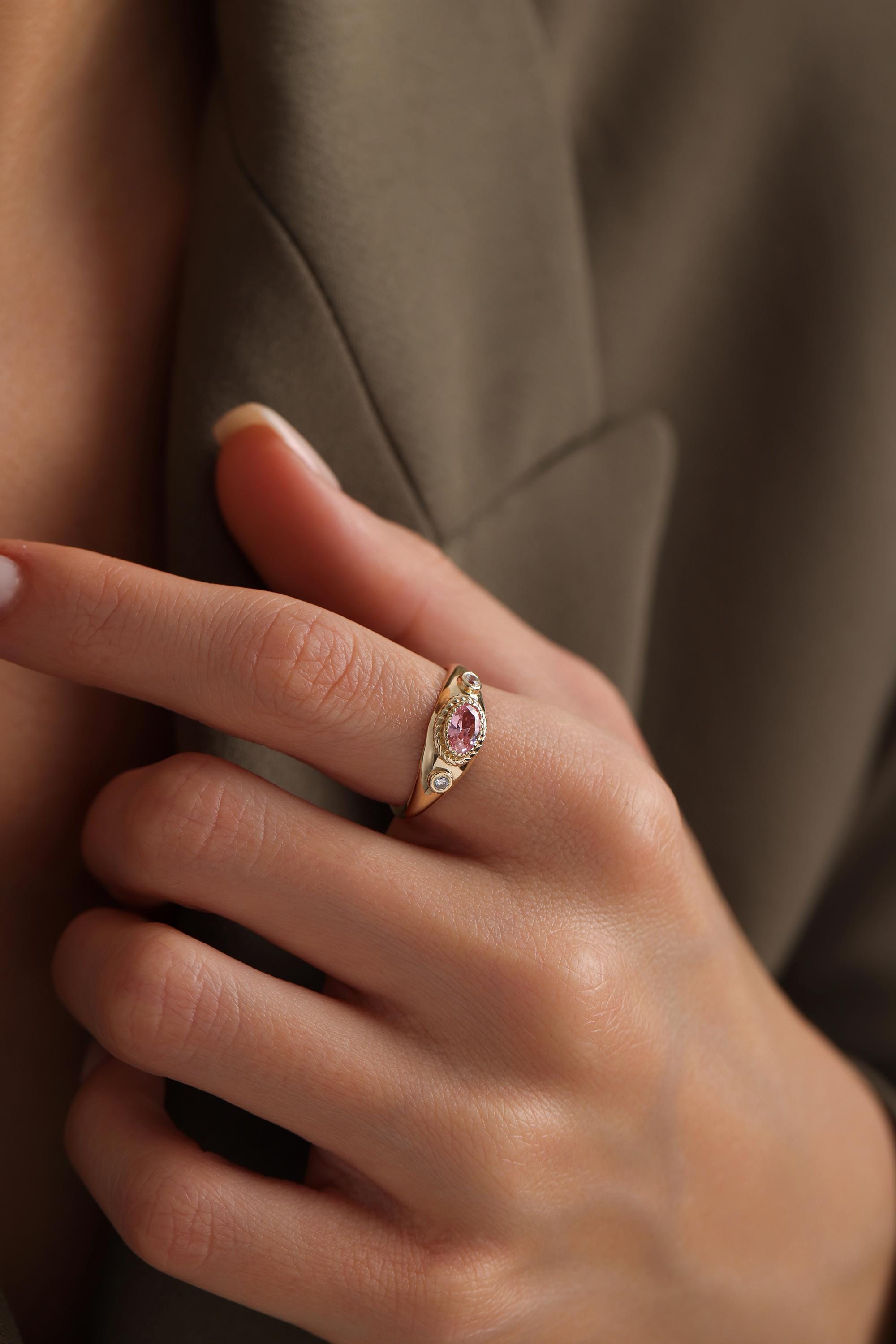 14K Gold Pink Tourmaline Ring