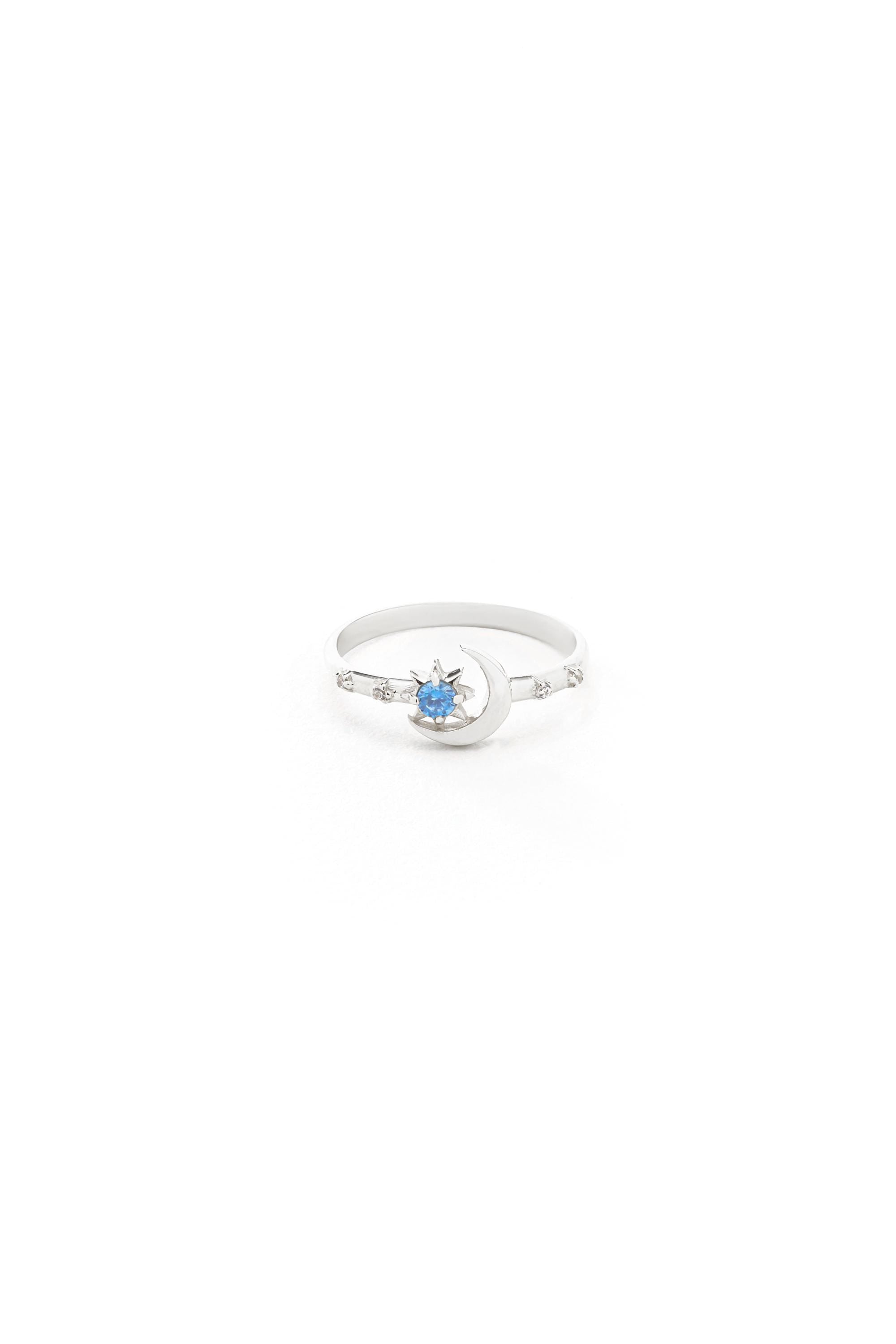 14K Gold Moon Star Ring