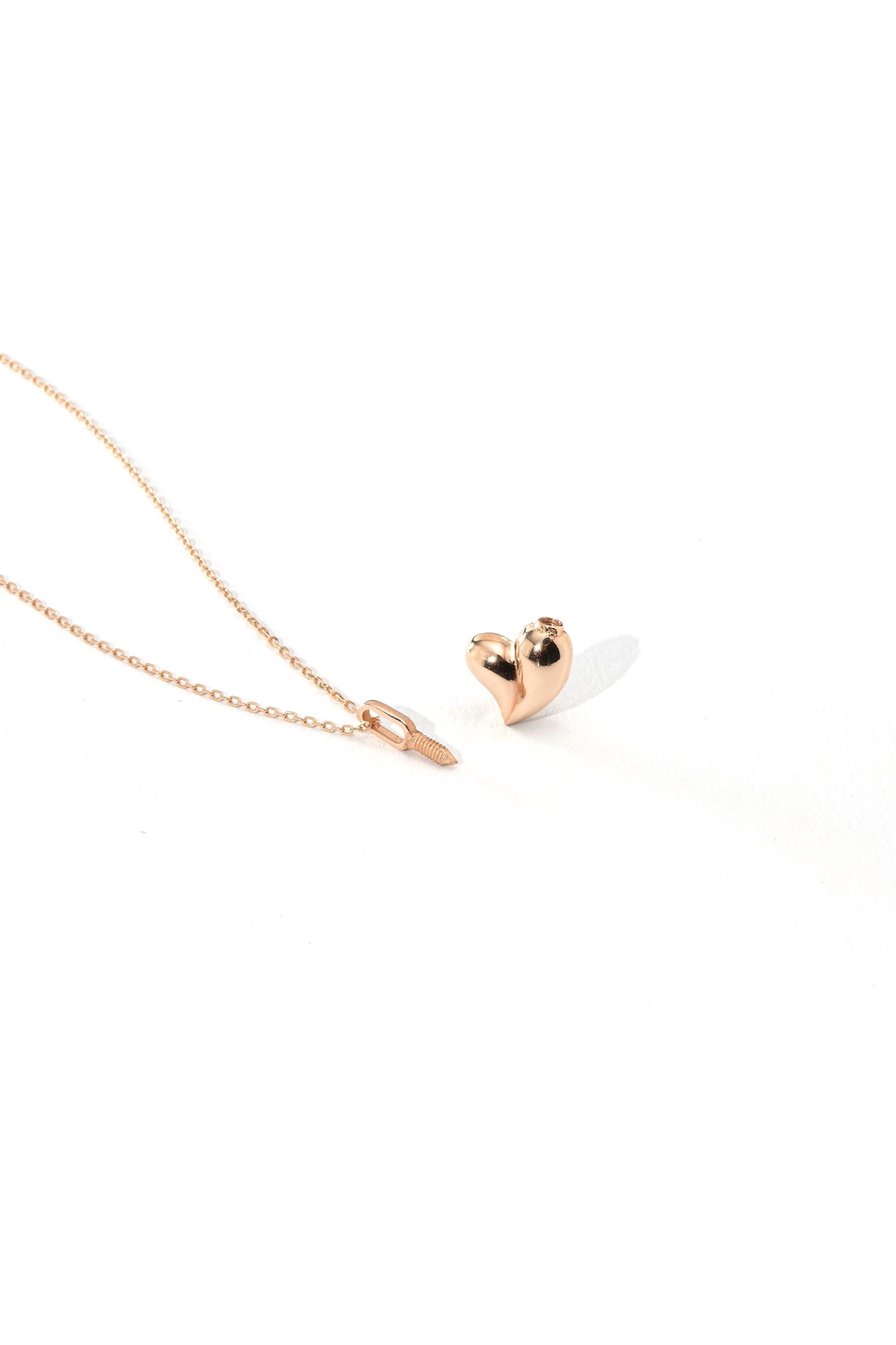 14K Gold Heart Urn Pendant