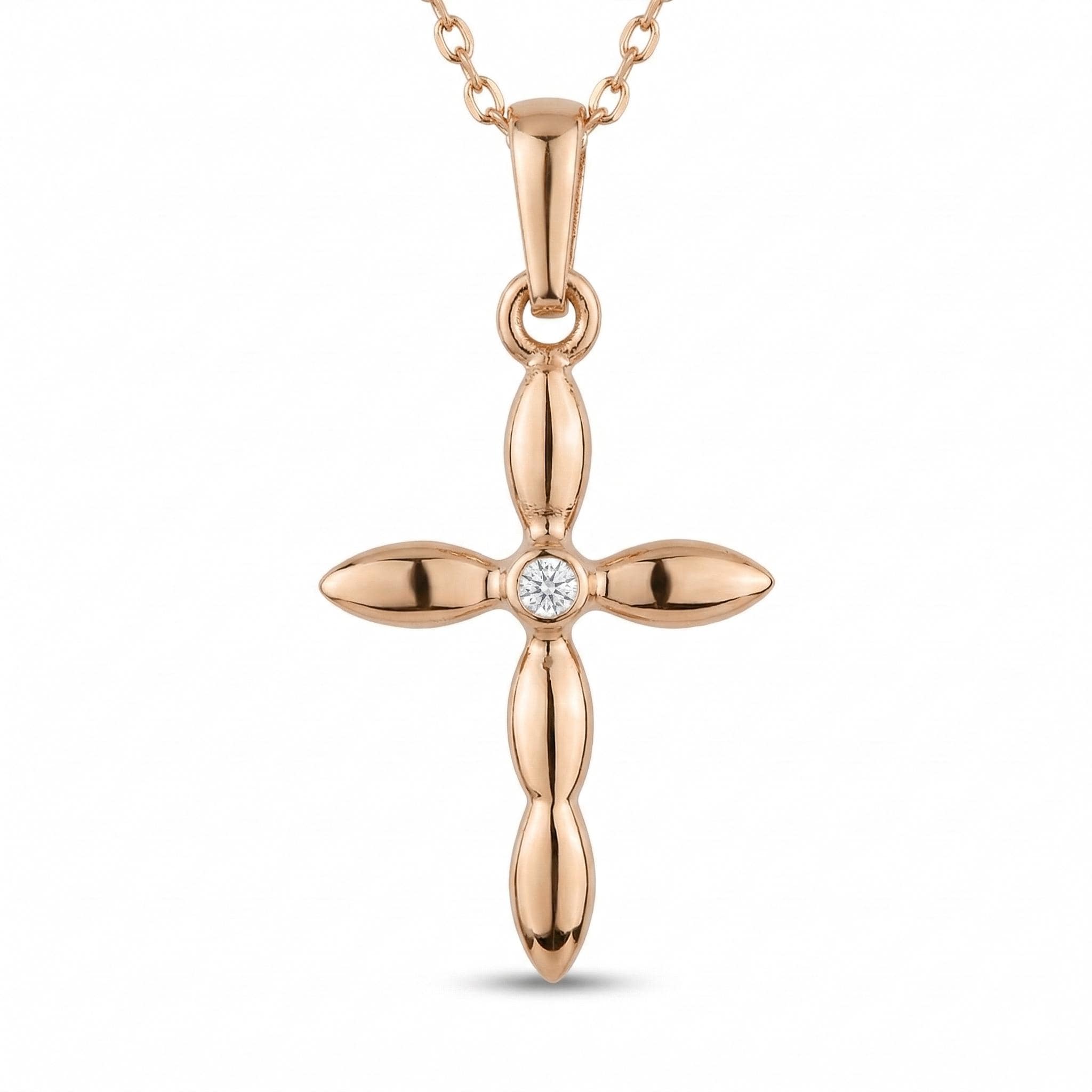 14K Gold Organic Texture Cross Necklace