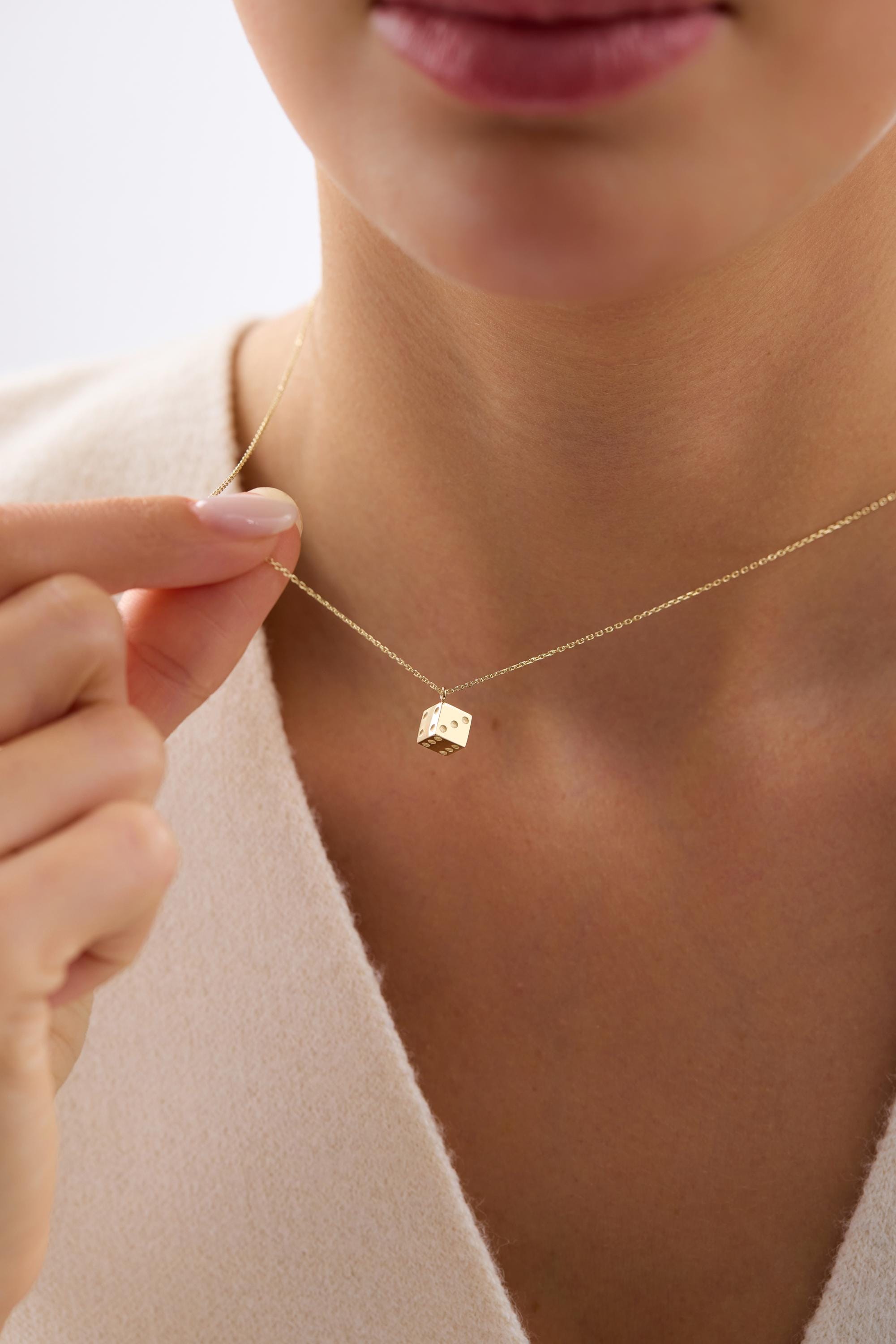 14K Gold Dice Necklace