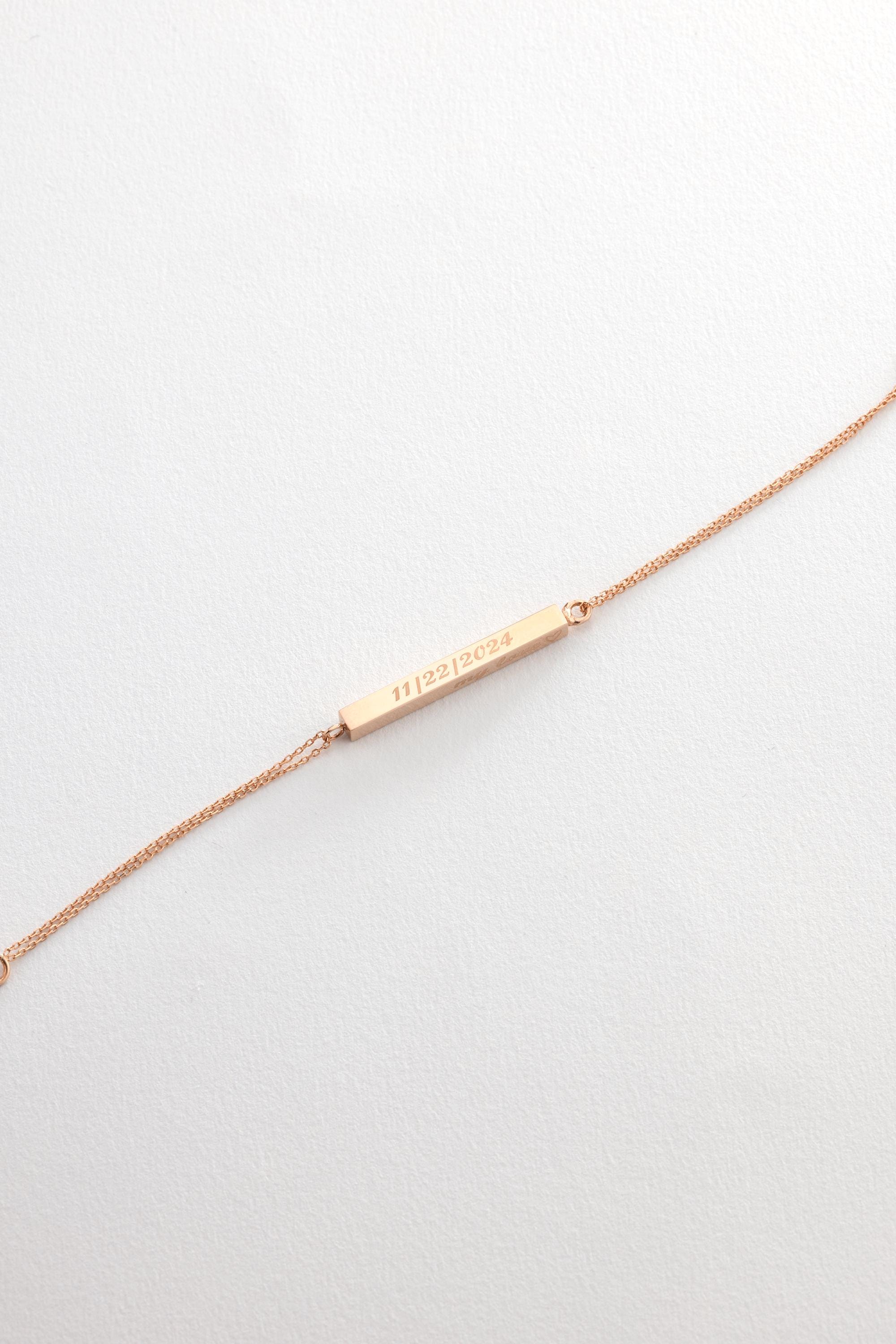 14K  Real Gold 3D Urn Bar Bracelet
