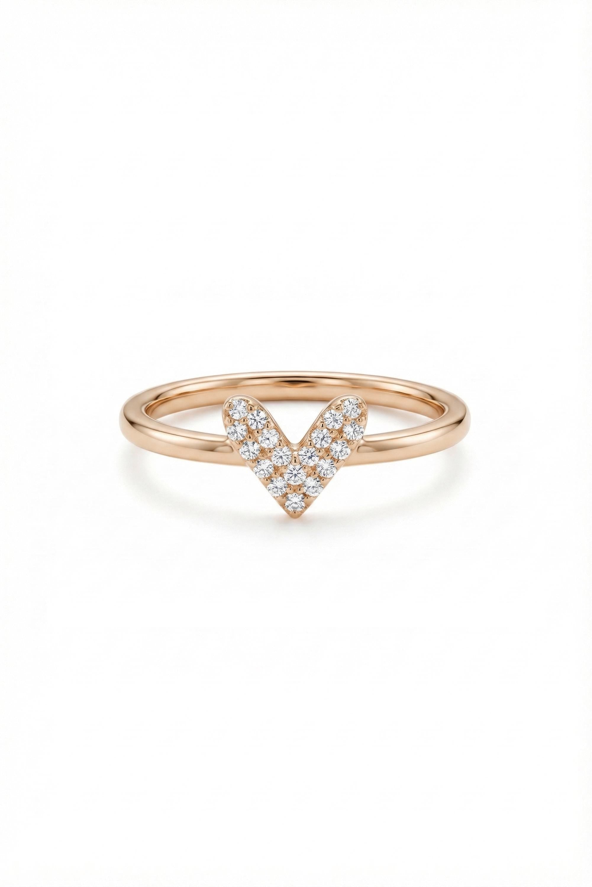 14K Gold Pavé V Chevron Stacking Ring