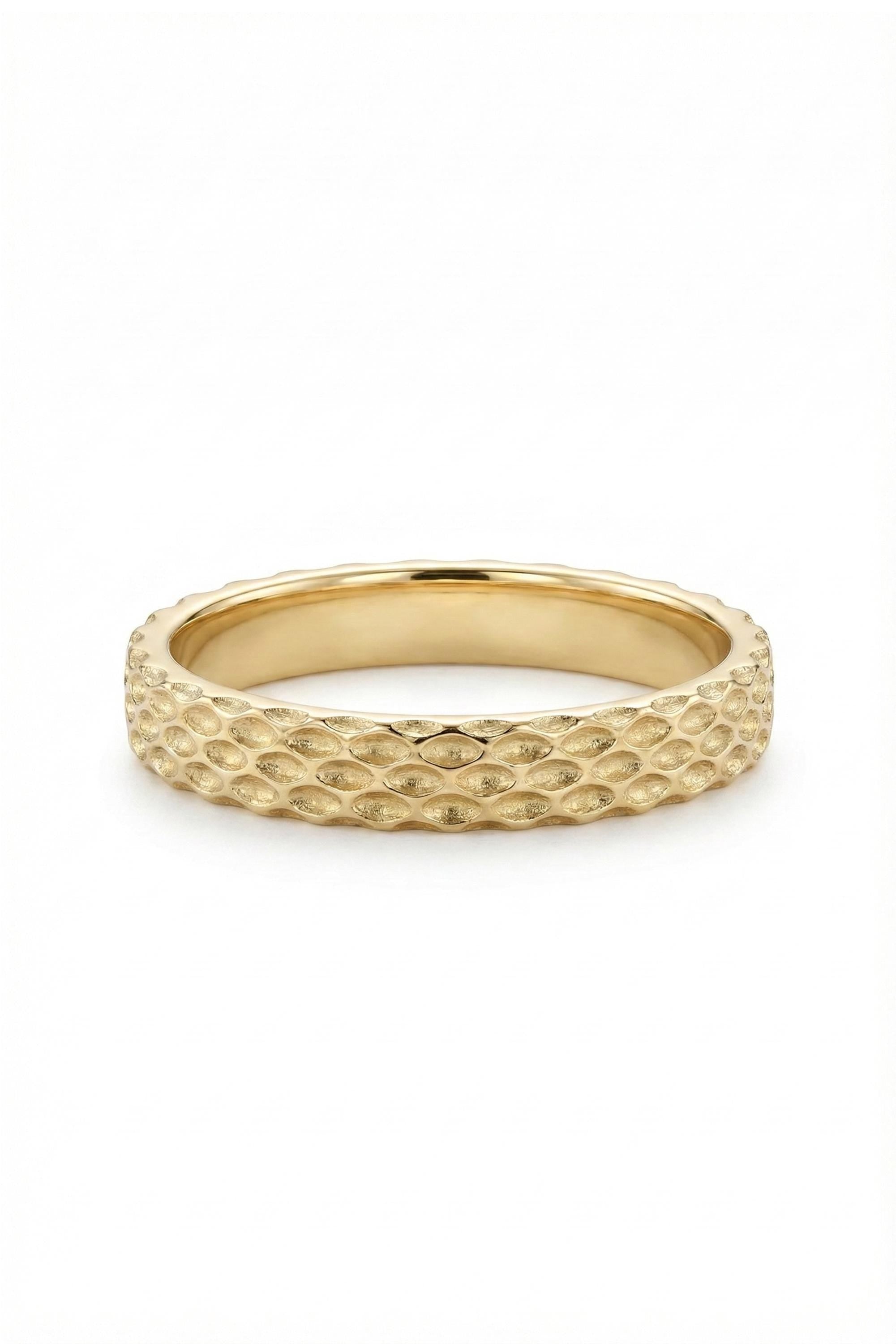 14K Gold Hobnail Pyramid Textured Stacking Band