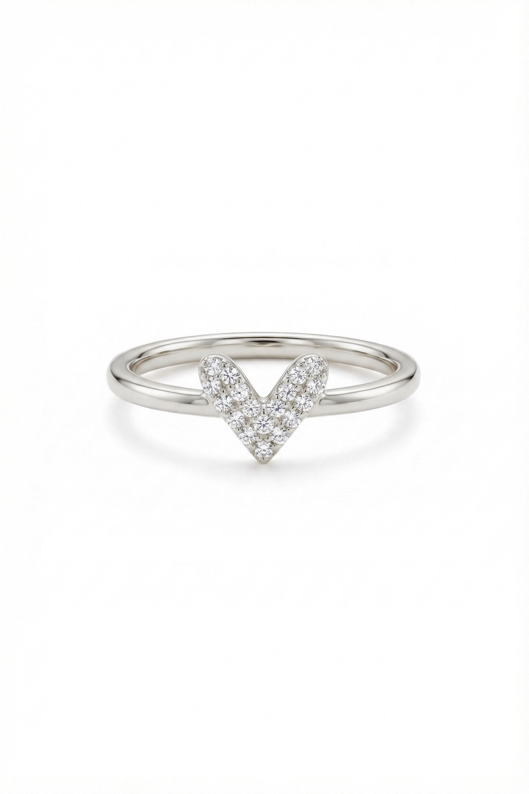 14K Gold Pavé V Chevron Stacking Ring