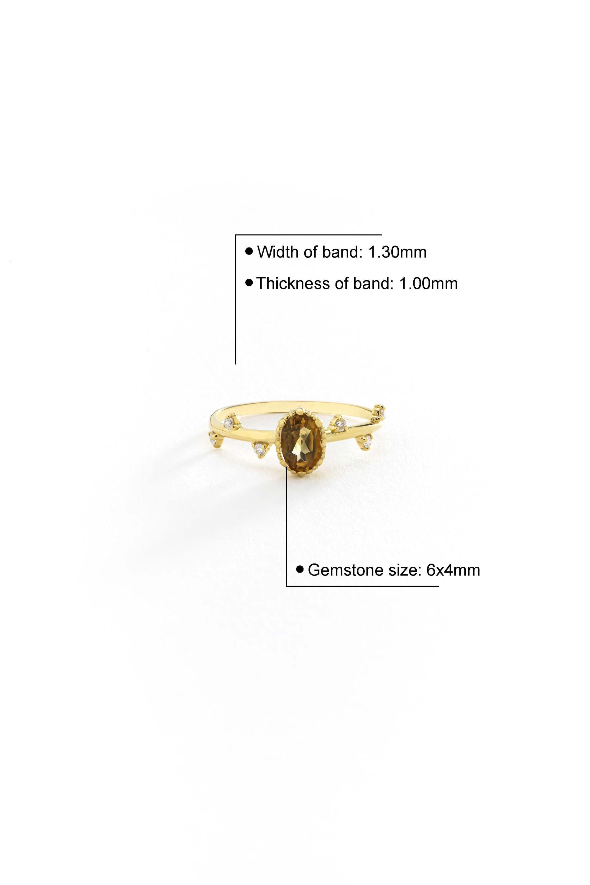 14K Gold Oval Tiger Eye Vine Ring