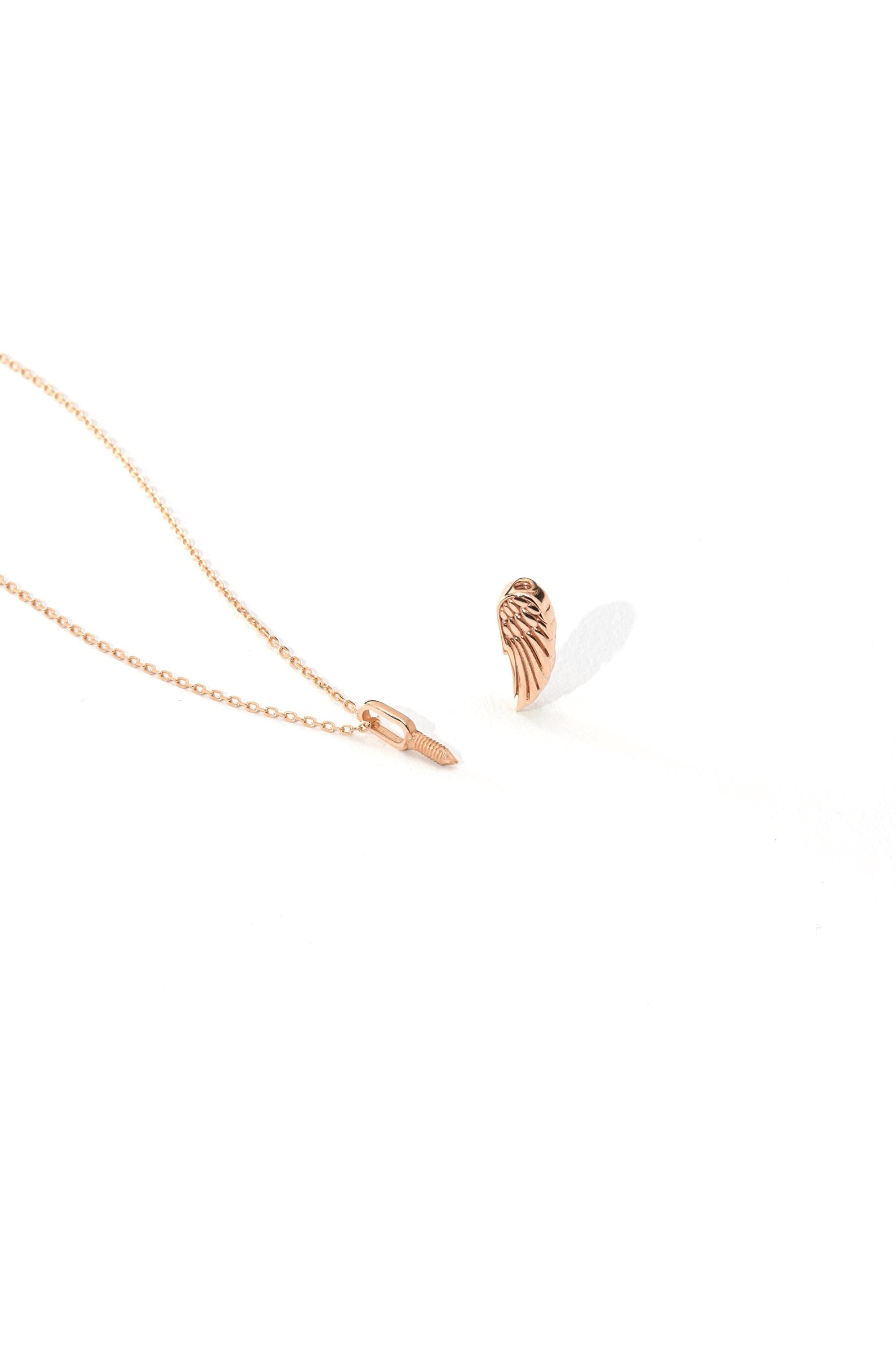 14K Solid Gold Angel Wing Urn Necklace