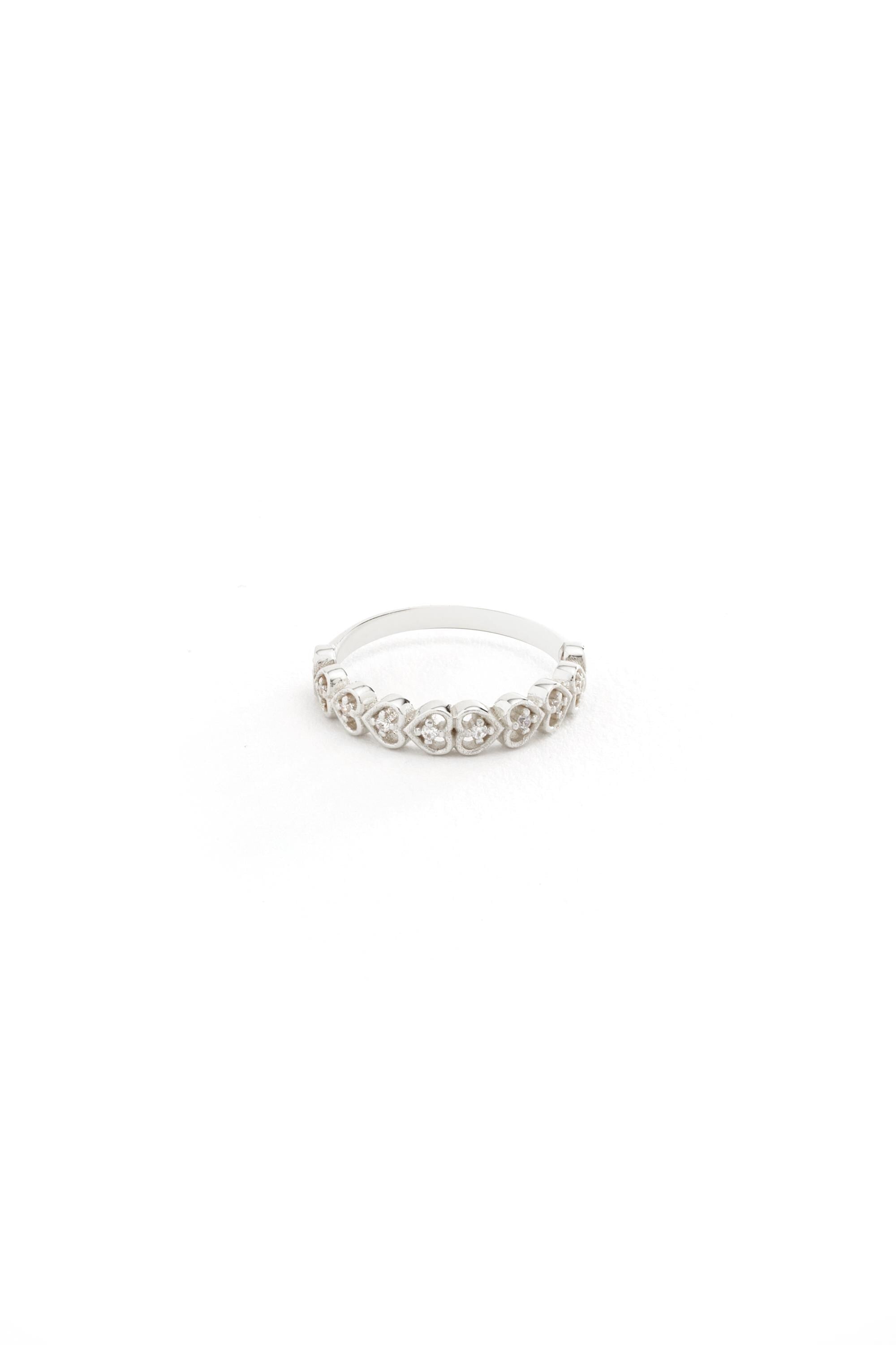 14K Gold CZ  Heart Band