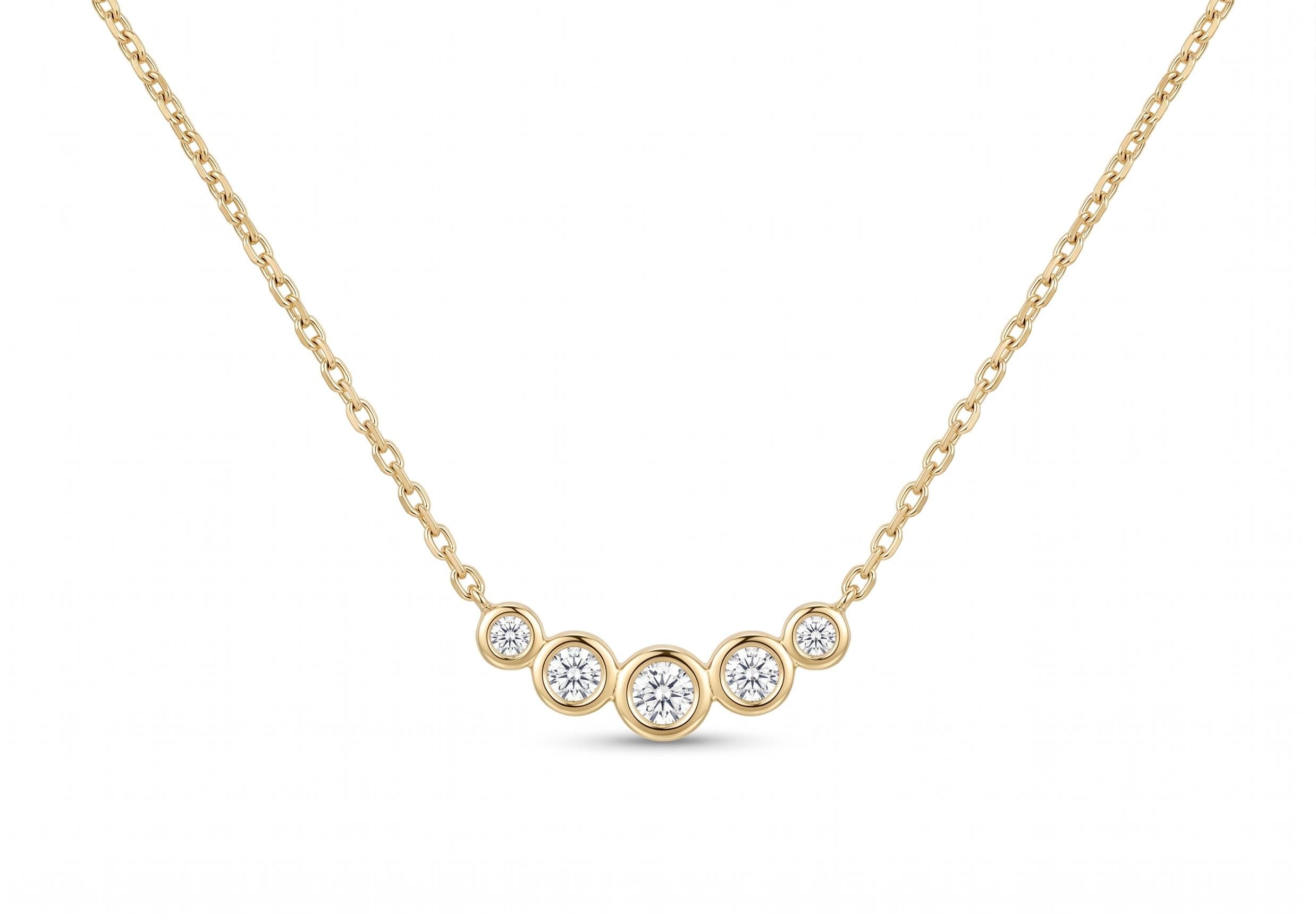 14K Solid Gold Bezel Diamond Necklace