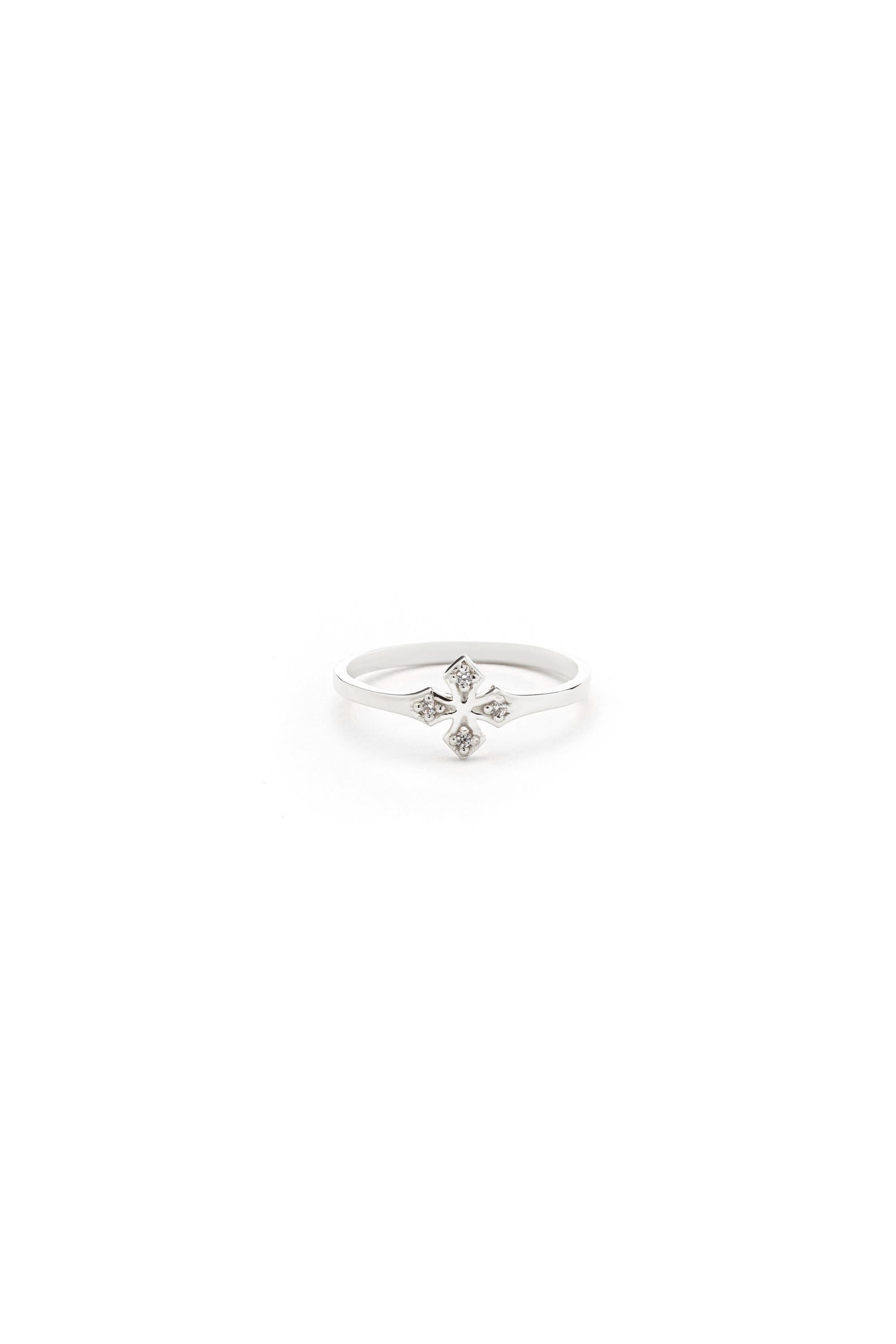 14K Pave Cz Cross Ring