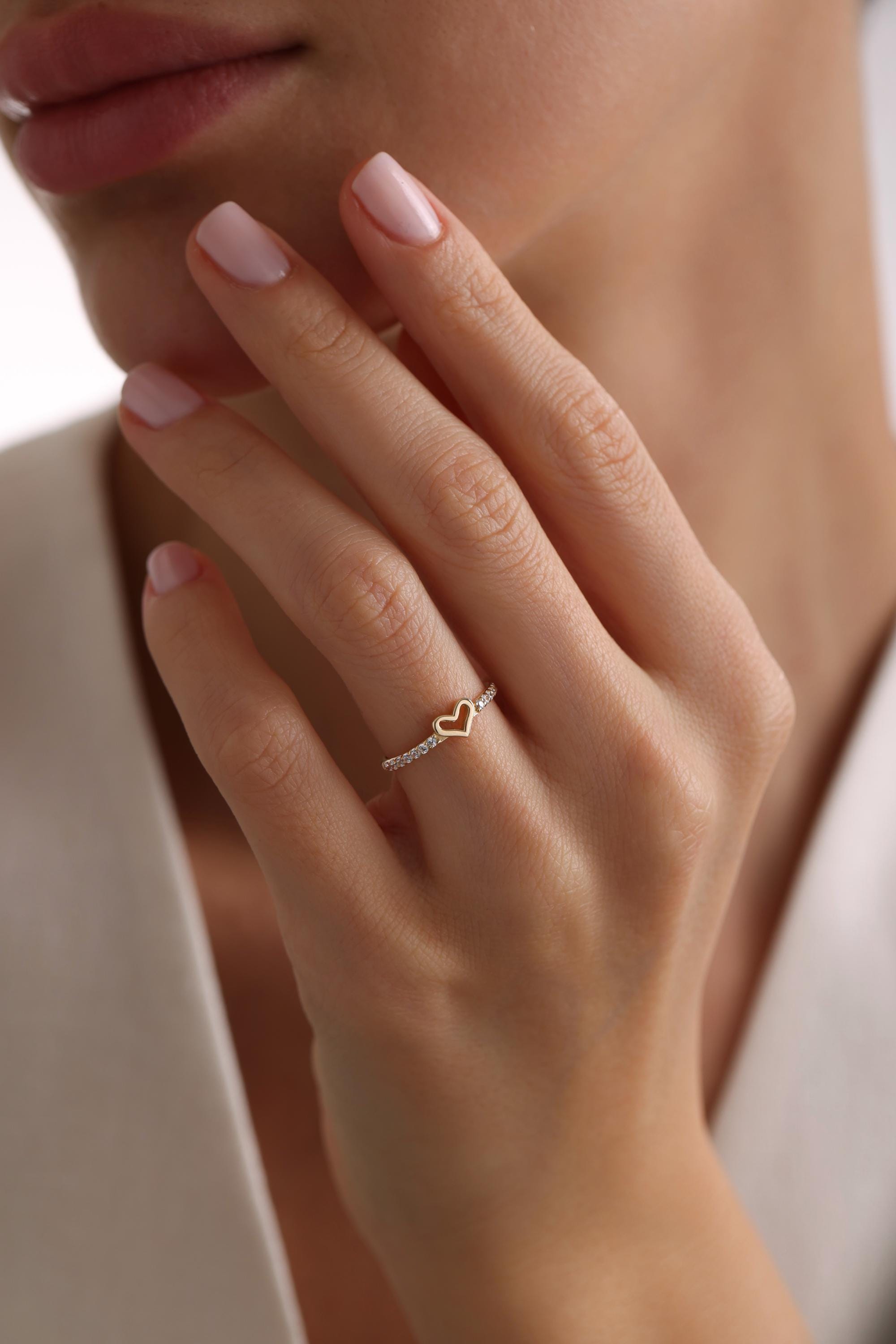 14K Heart Shape Diamond Simulated Ring