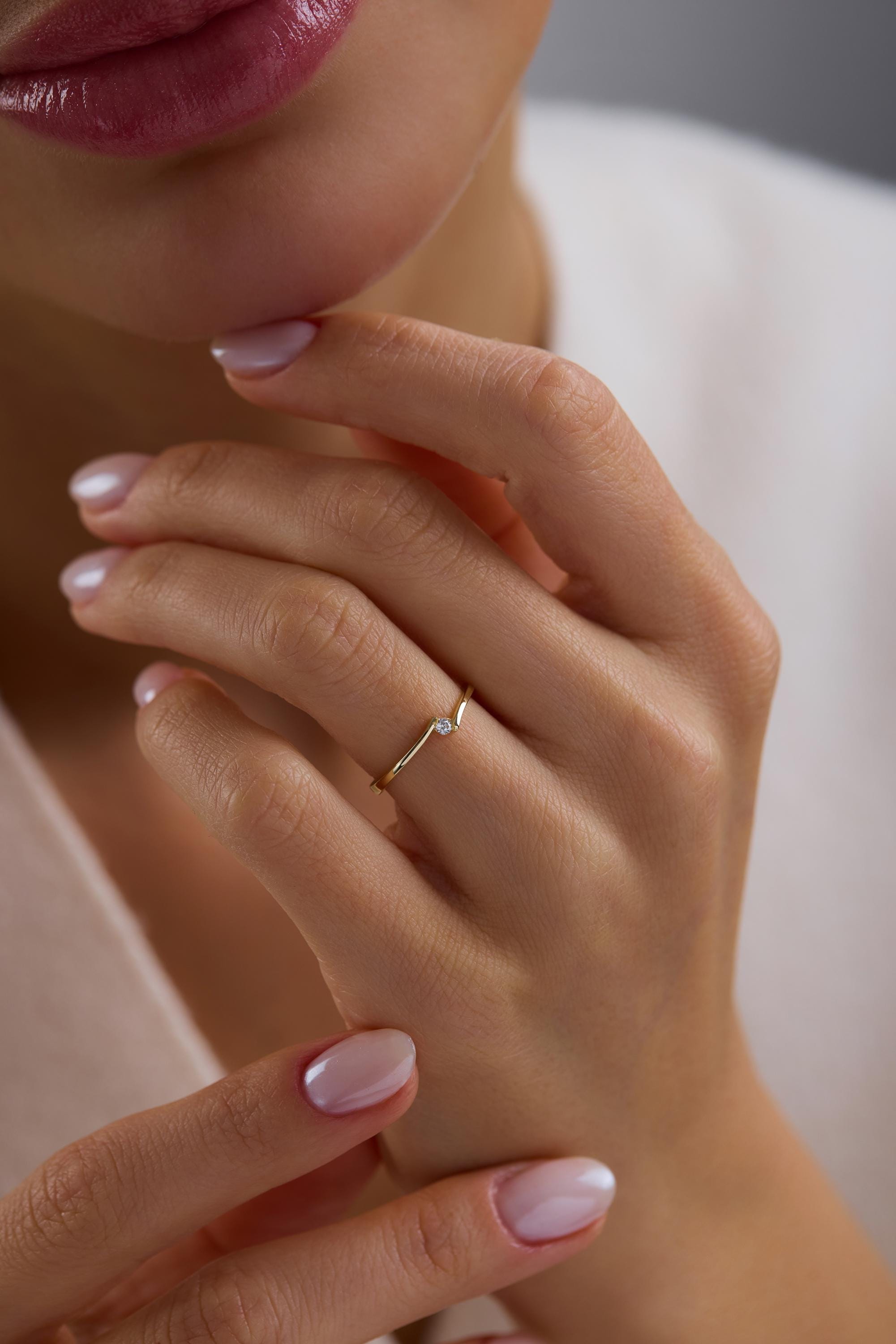 14K Gold Asymmetric Wave Ring