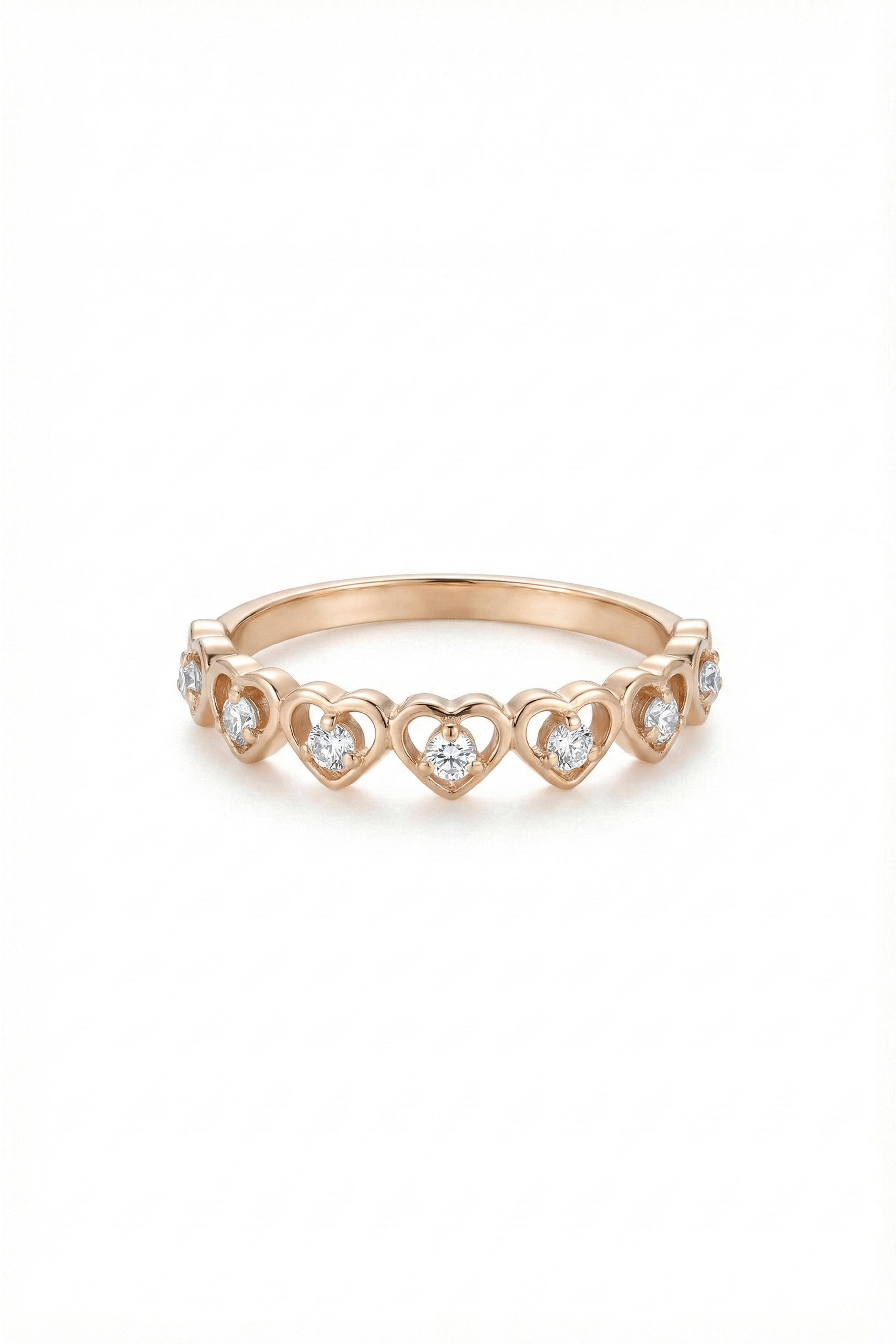 14k Gold Half Eternity Heart Ring