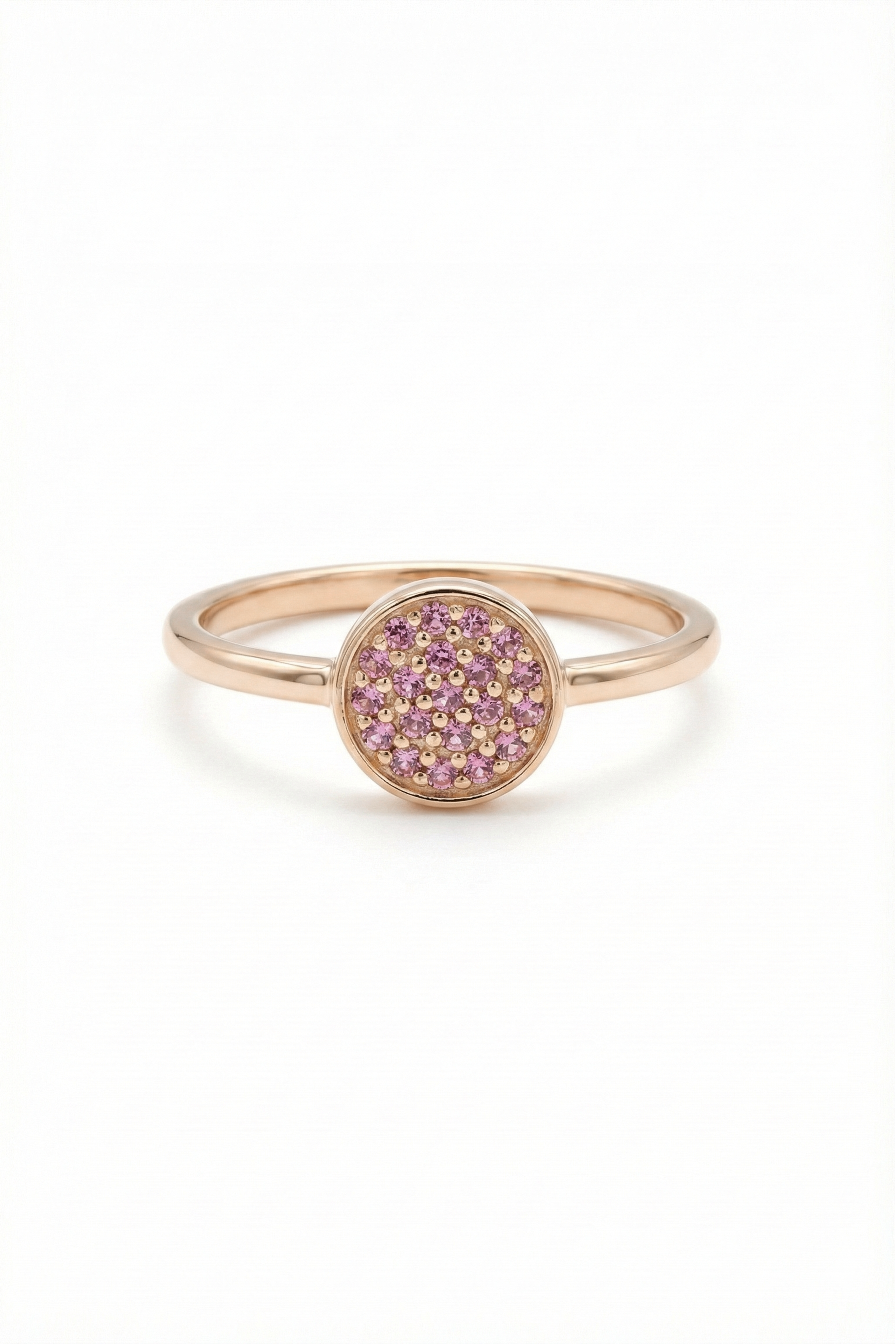 14k Gold Purple Stone Disc Ring
