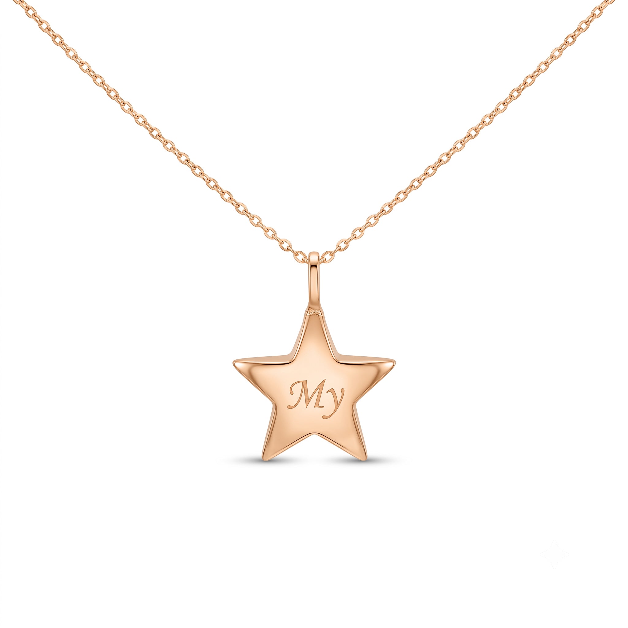 14K Gold 3D Star Urn Keepsake Memorial Pendant Necklace