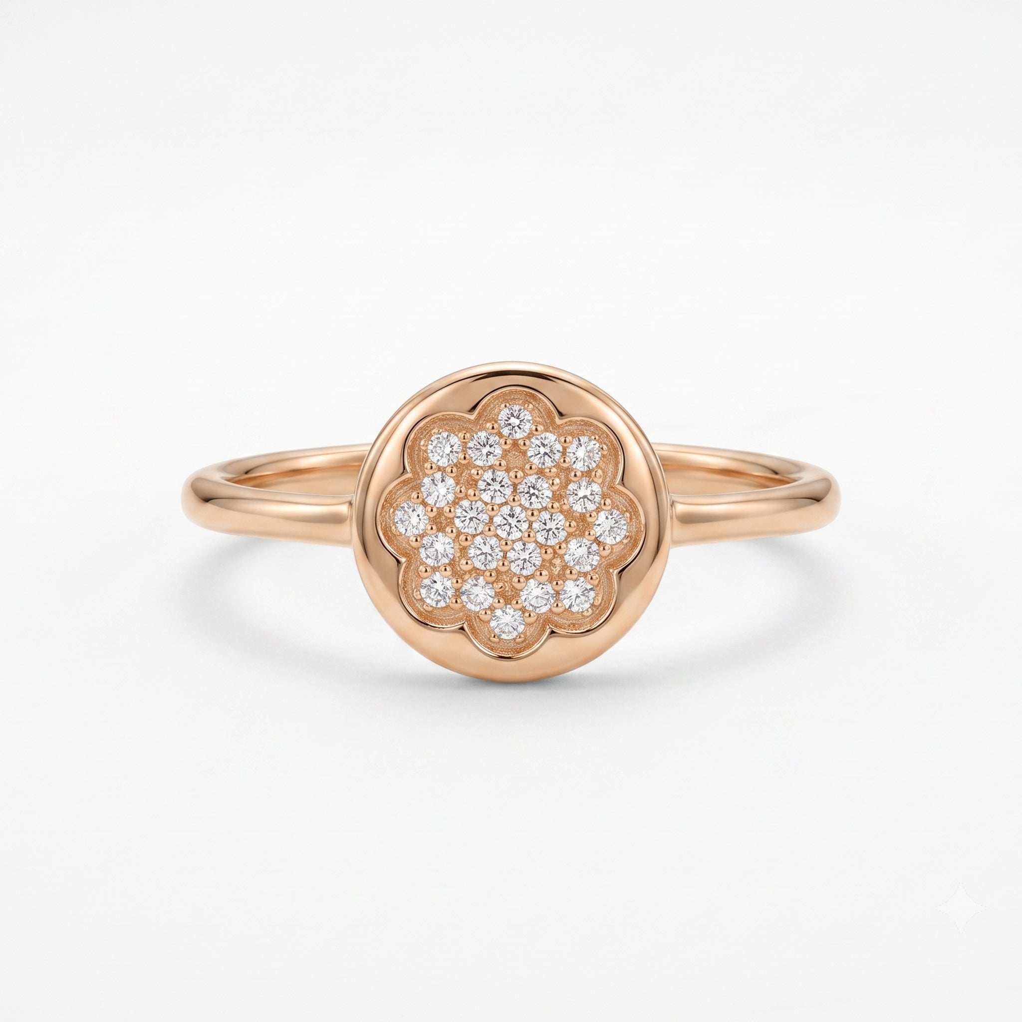 14K Gold Round Statement Ring