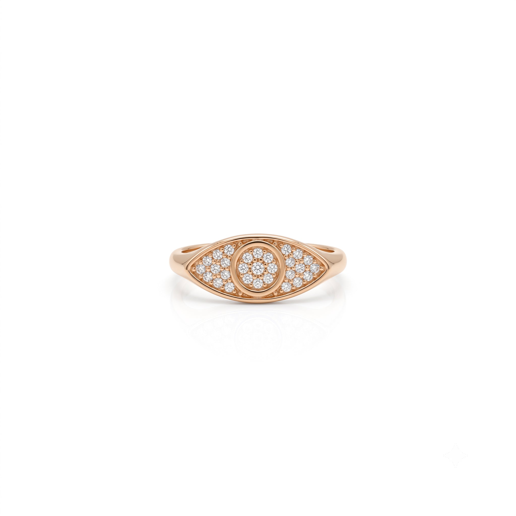 14K Gold Diamond-Pavé Evil Eye Ring