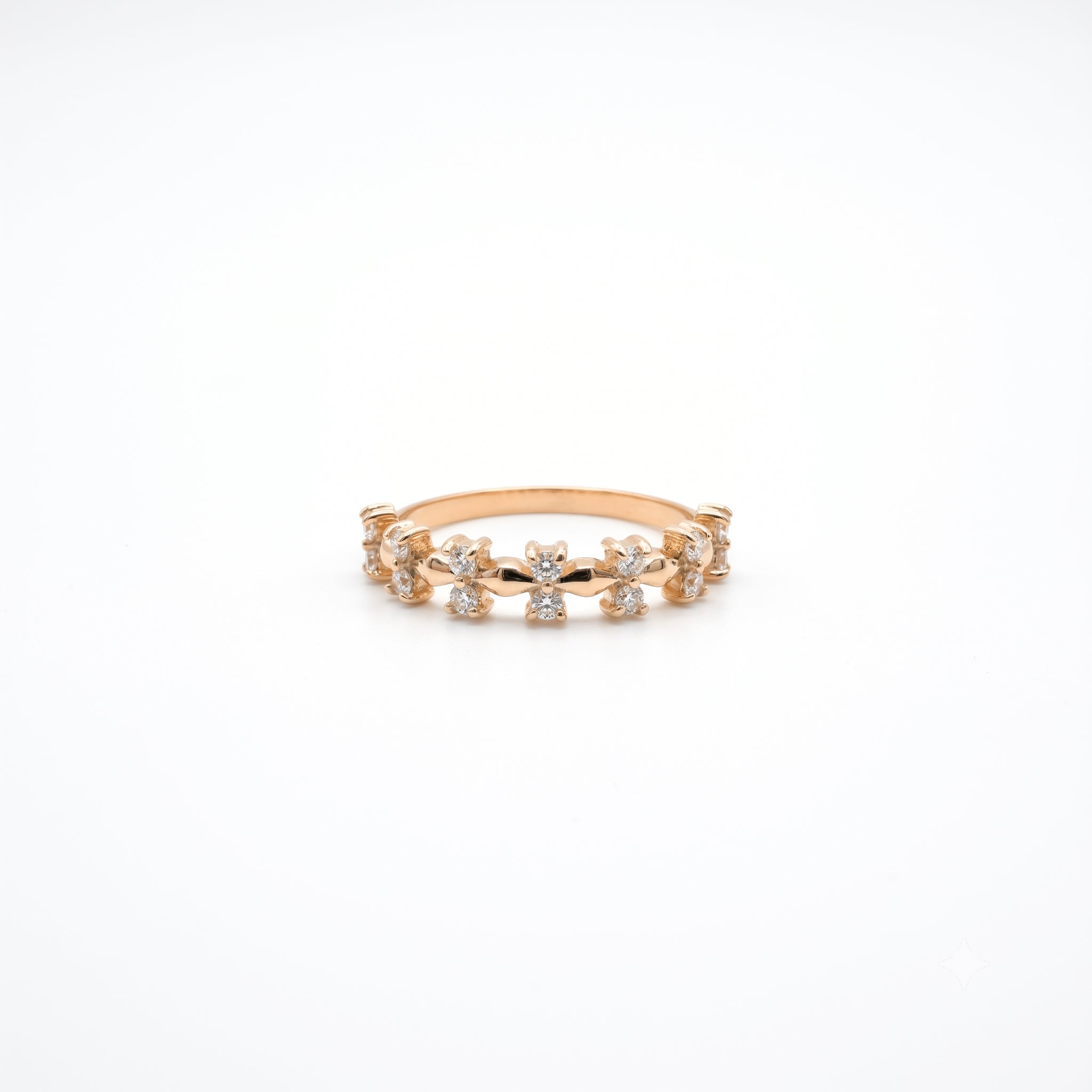 14K Gold Vintage Floral Diamond Band