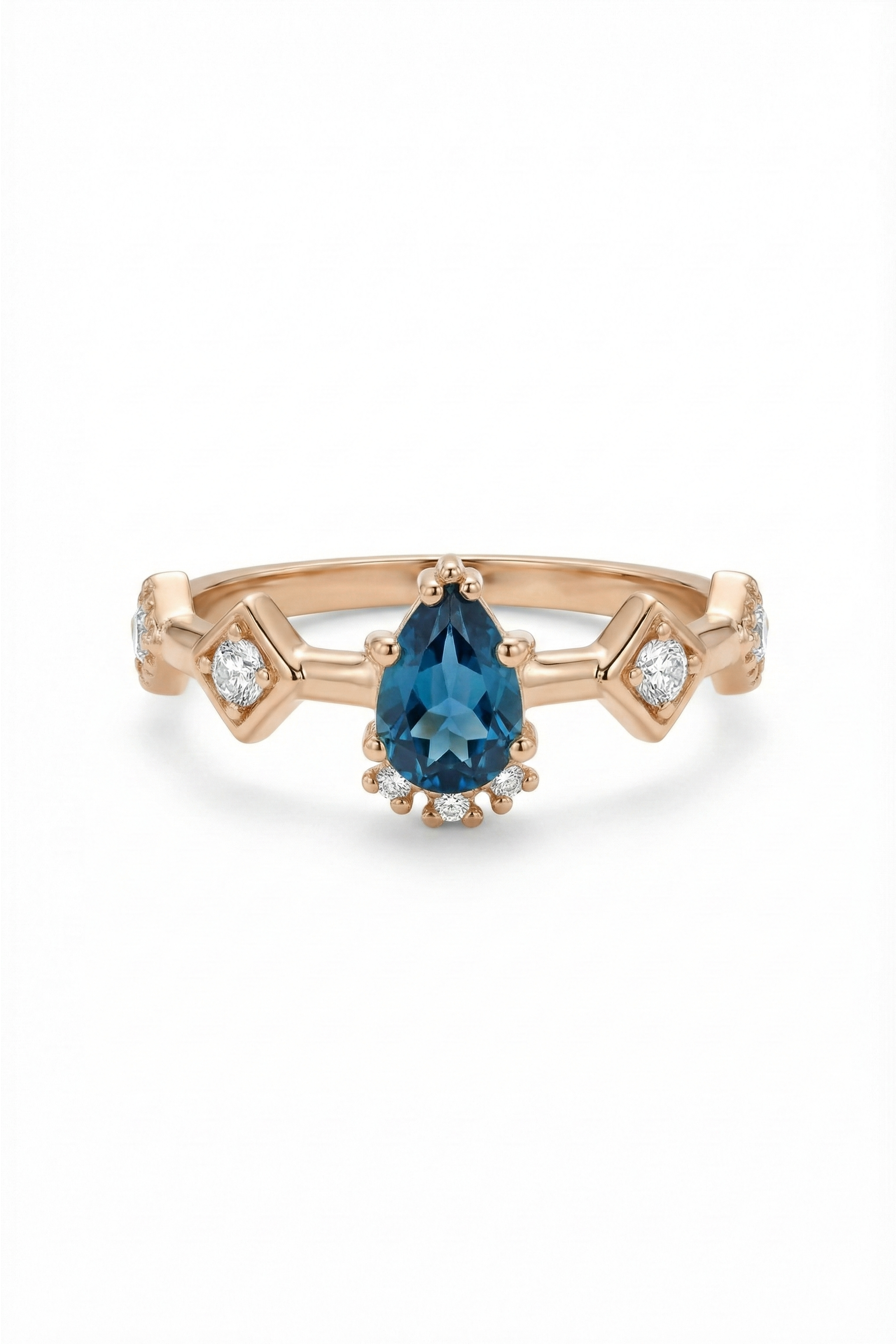14k Gold Noble Crown Sapphire Ring