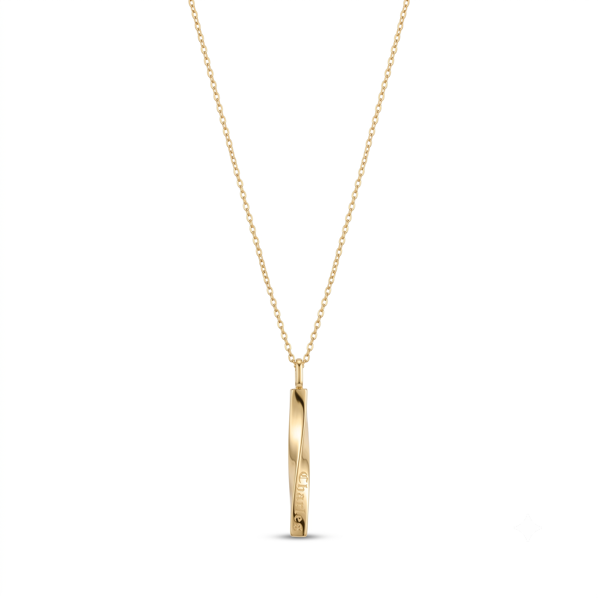 14K Gold Twisted Vertical Bar Pendant Necklace
