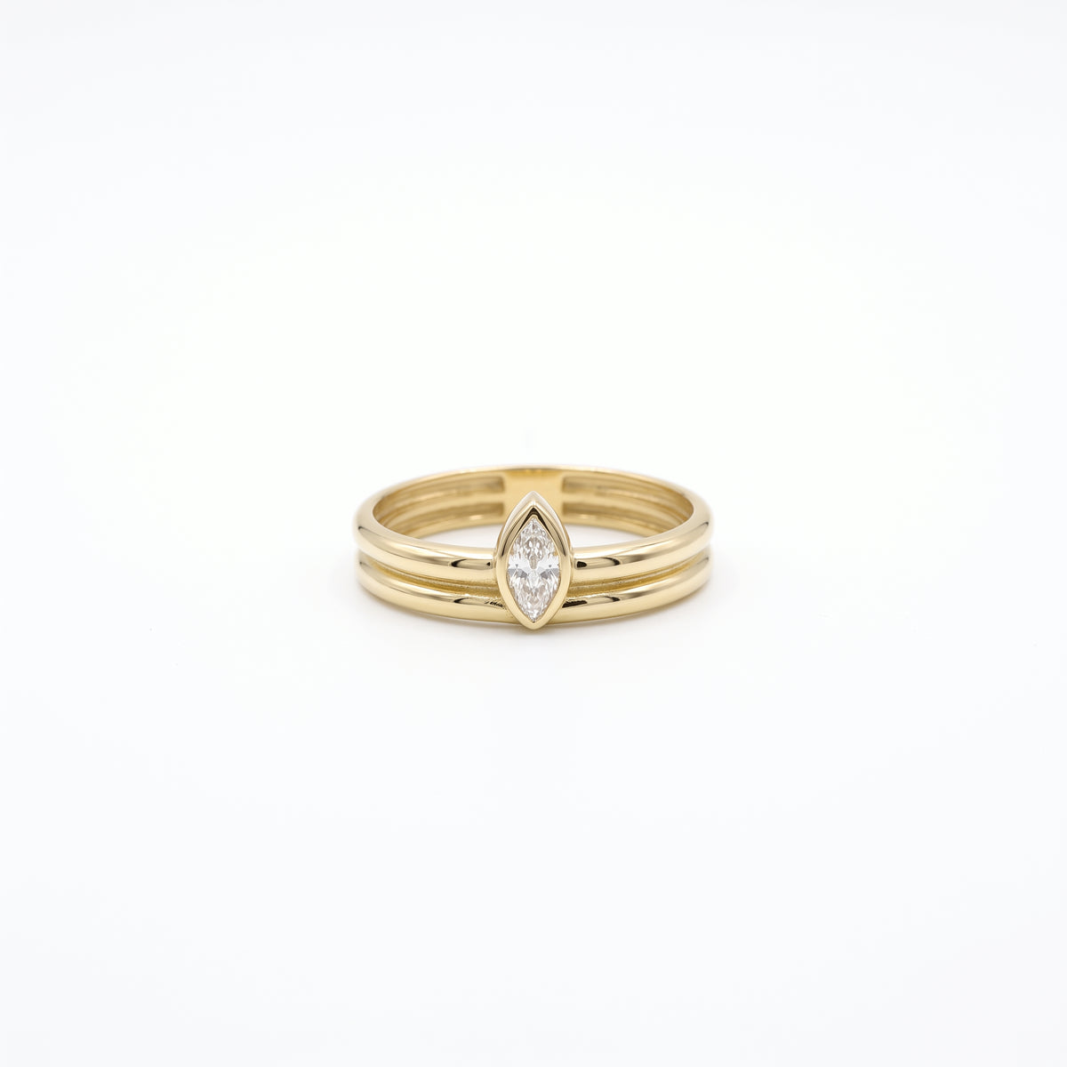 14K Gold Marquise Lab Diamond Double Band Ring