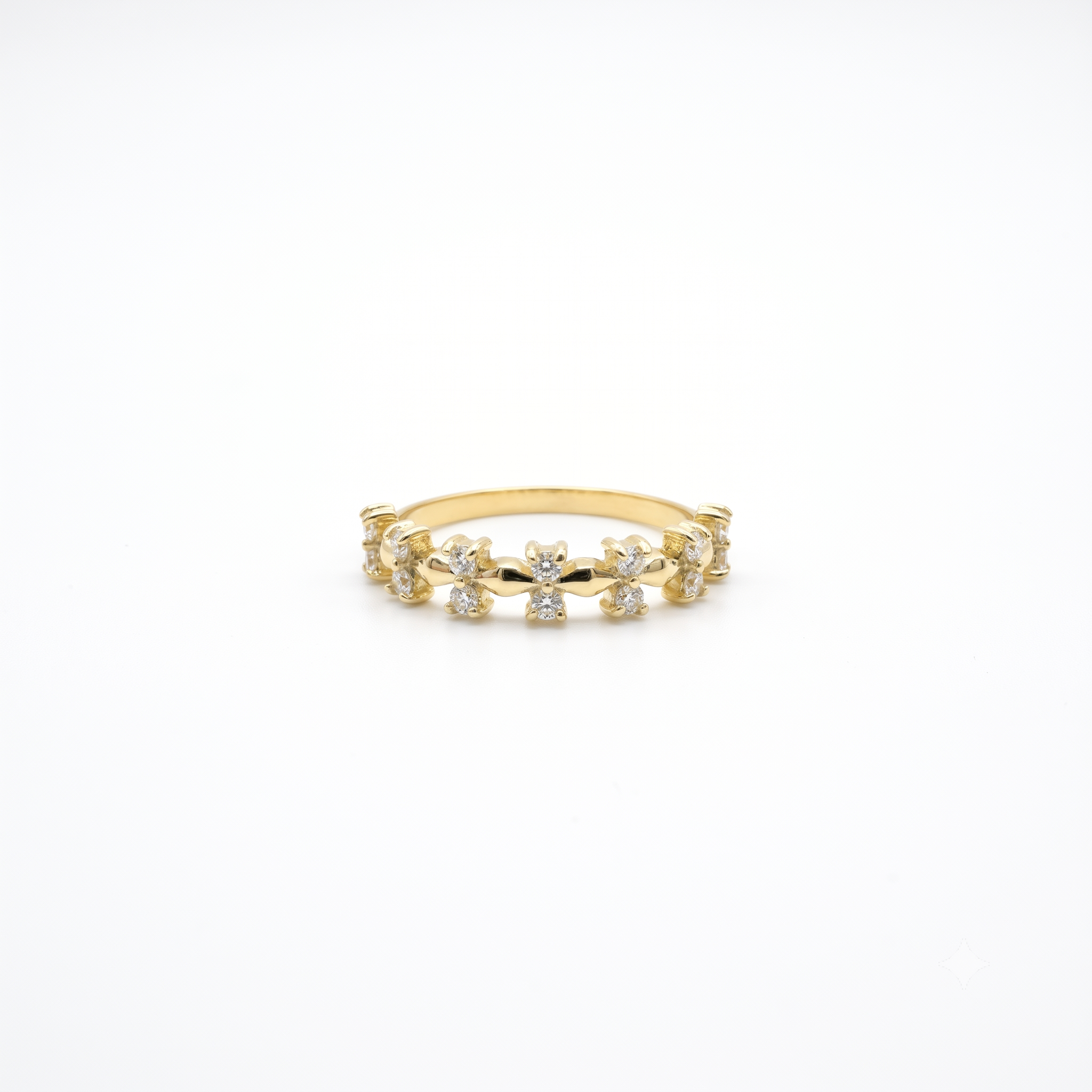 14K Gold Vintage Floral Diamond Band