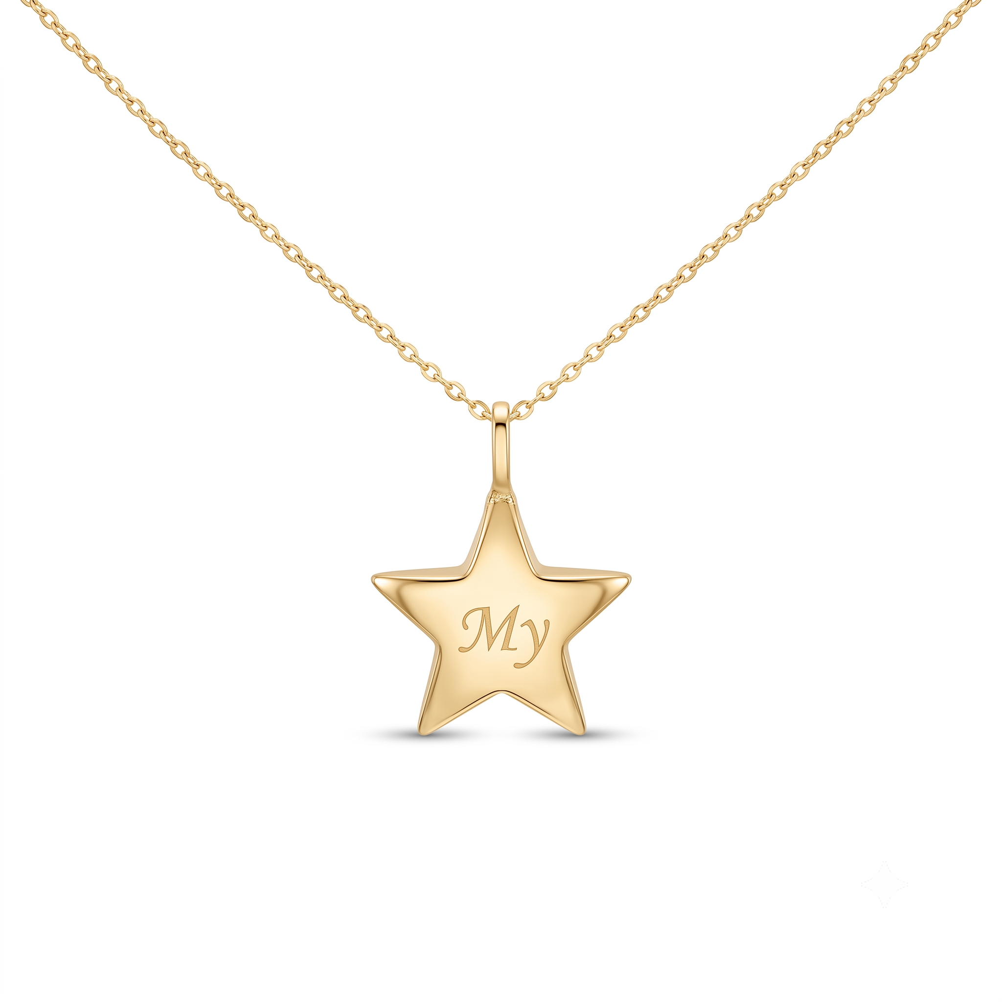 14K Gold 3D Star Urn Keepsake Memorial Pendant Necklace