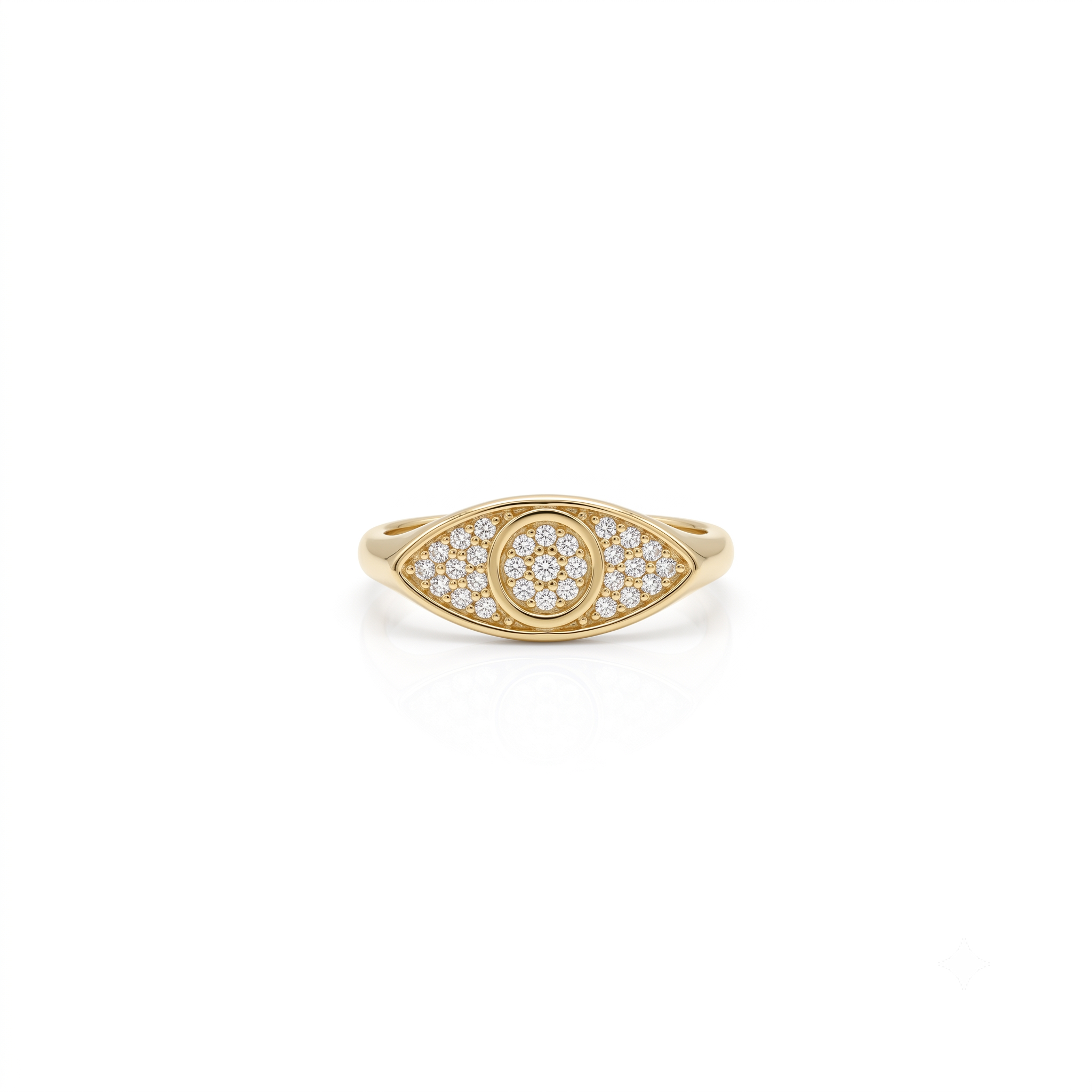 14K Gold Diamond-Pavé Evil Eye Ring